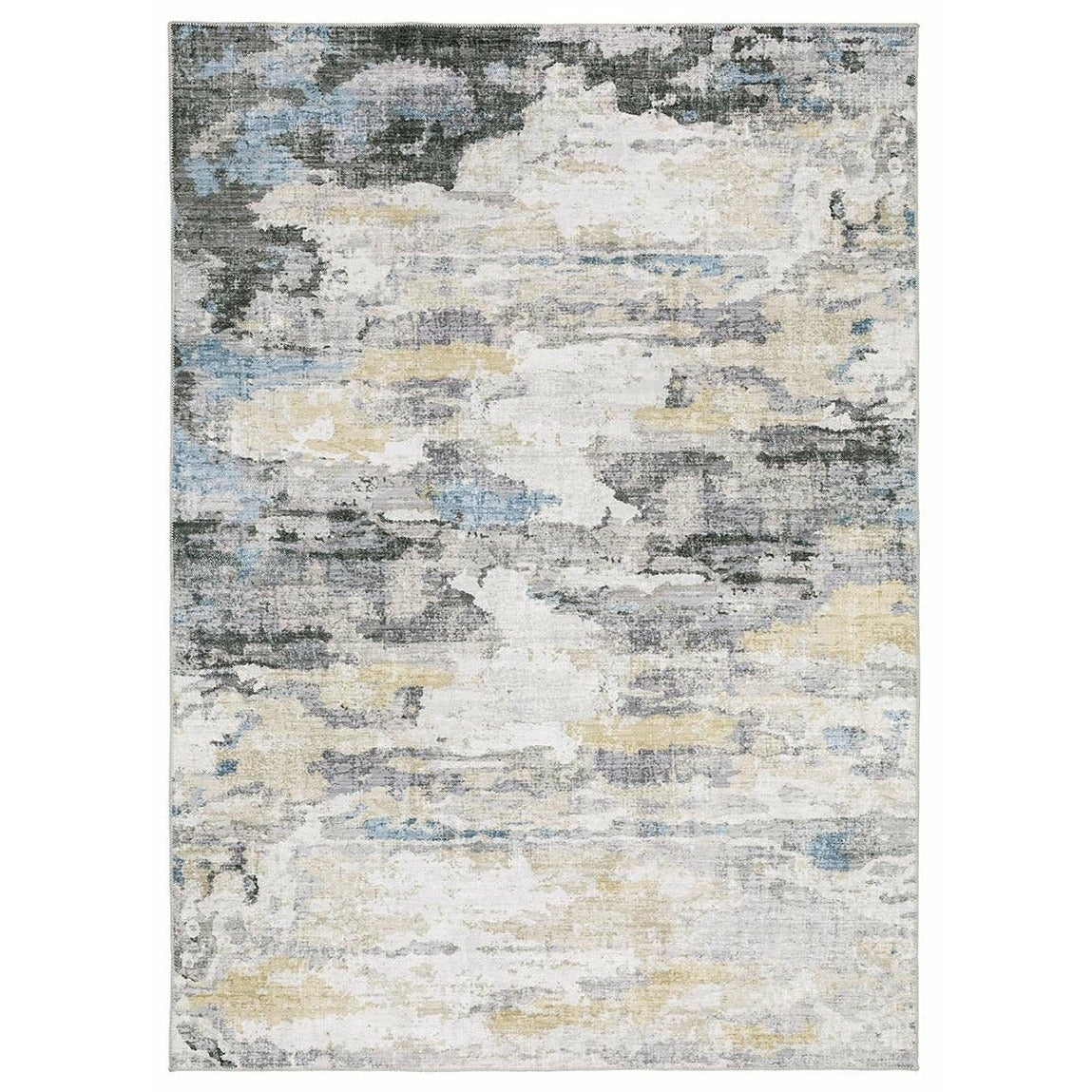 Malibu Ocean Washable Rug - Non-Slip Indoor/Outdoor Area Rug - Coastal Beach Themed Decor for Living Room, Bedroom, Patio