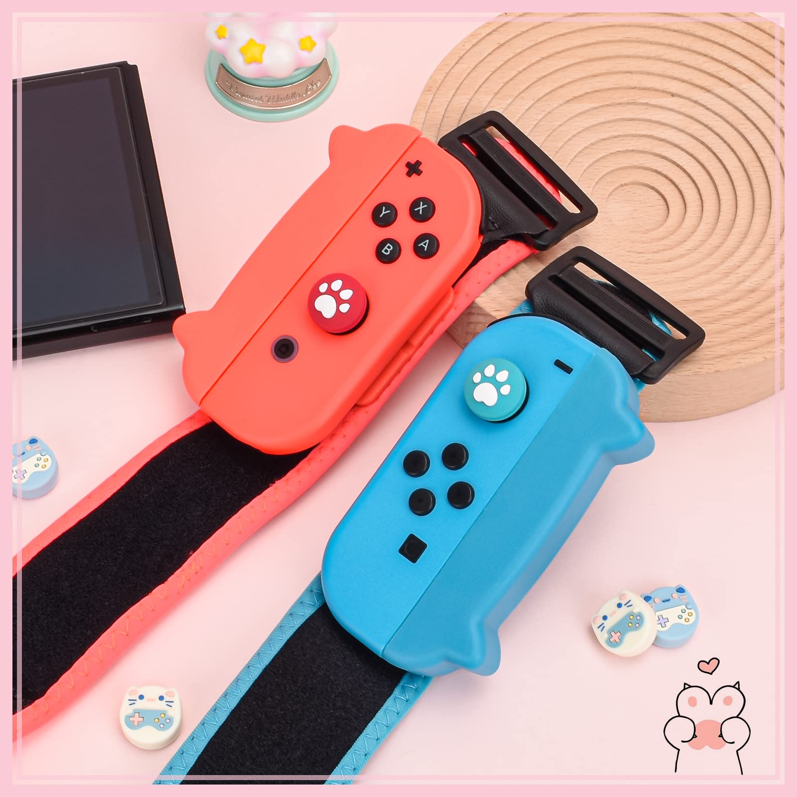 DLseego Adjustable Wrist Strap for Nintendo Switch & Switch OLED - Elastic Gamepad Controller Band (Blue & Red) - Perfect for Gaming, Travel & Comfortable Play