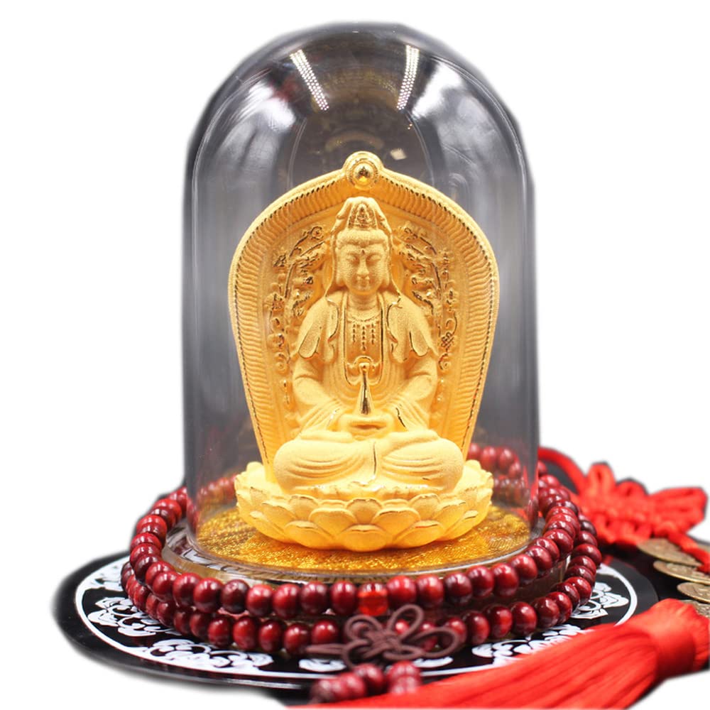 11cm Guanyin Bodhisattva Buddha Statue Car Ornament - Buddhist Car Interior Decor for Meditation & Safe Travel - Perfect for Dashboard, Windshield, or Rearview Mirror Decoration
