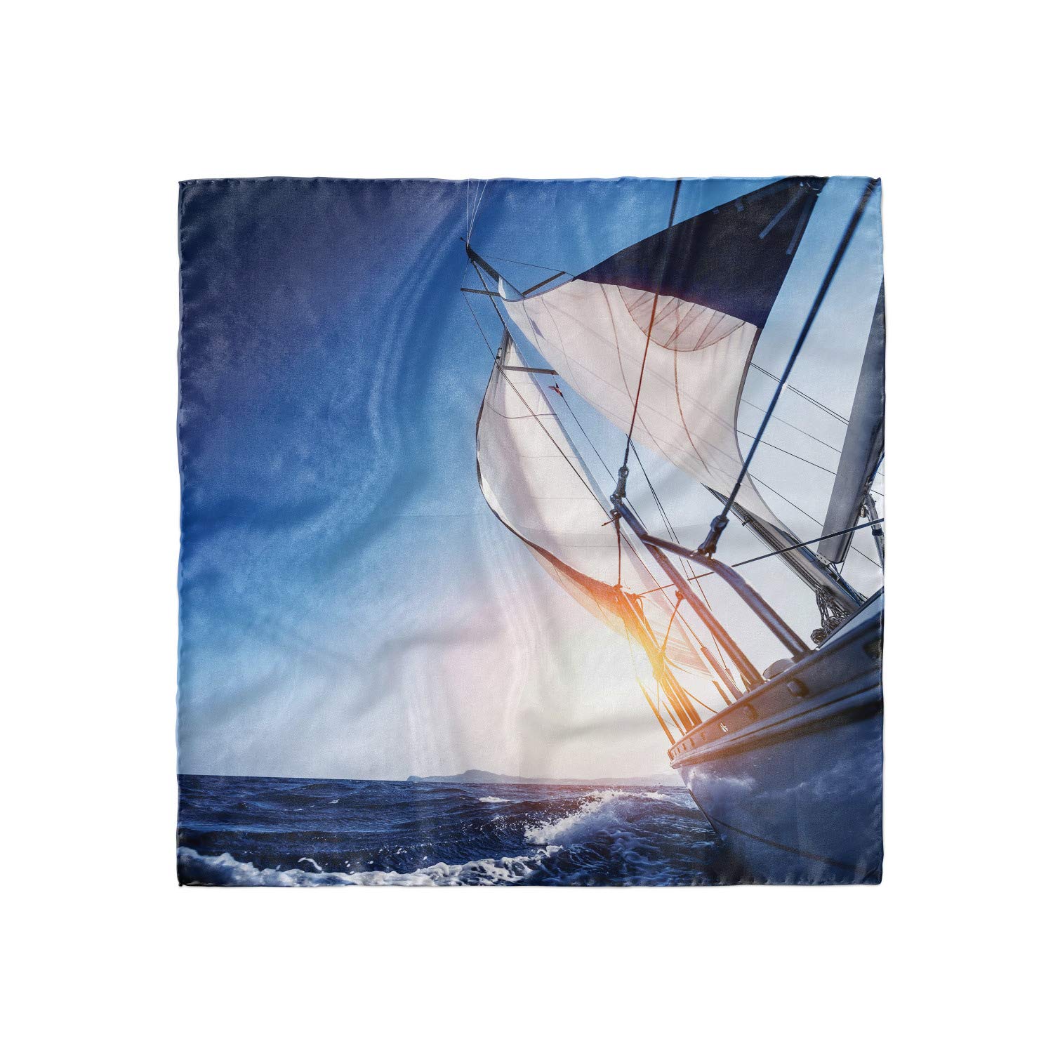 Ambesonne Summer Head Scarf - Nautical Sailboat Print Hair Wrap for Women, Beach Accessories, Sun Protection for Outdoor Activities, Travel & Vacation Essentials