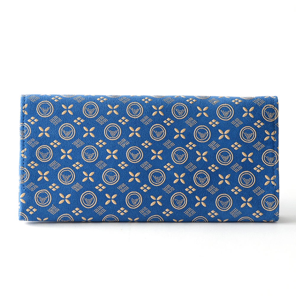 Premium Japanese Deerskin Leather Long Wallet with Urushi Lacquer - Mt. Fuji Blue Pattern - Handcrafted in Japan - Elegant RFID Blocking Bifold Wallet for Men - Perfect Gift for Business & Travel Use