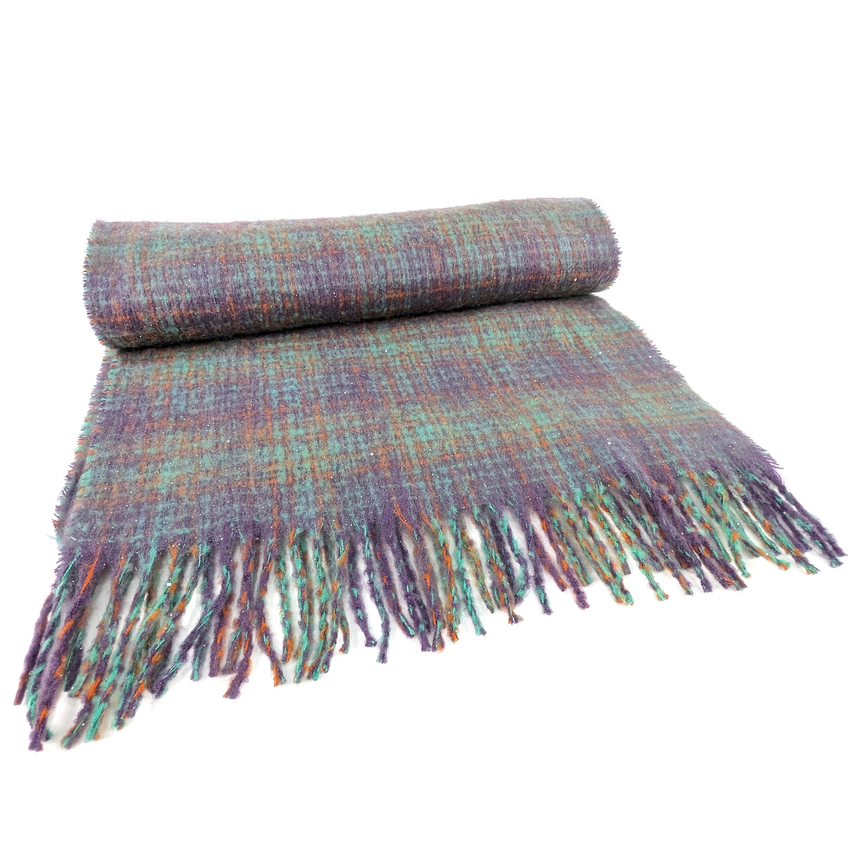 Vetrino Soft Fuzzy Thick Check Plaid Scarf - 50x180cm Warm Winter Wrap for Women & Men - Purple - Perfect for Cold Weather, Outdoor Activities & Fashion Accessories
