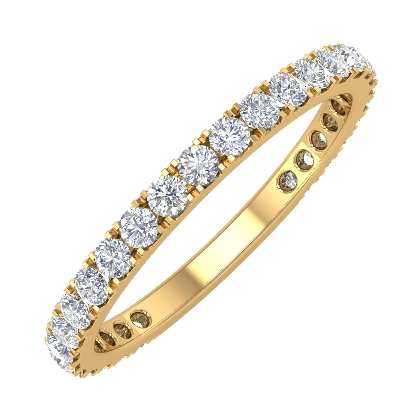 1/2 Carat Diamond 3/4 Eternity Wedding Band Ring in 14K Gold for Women - Sparkling Bridal Jewelry for Engagement, Anniversary & Special Occasions