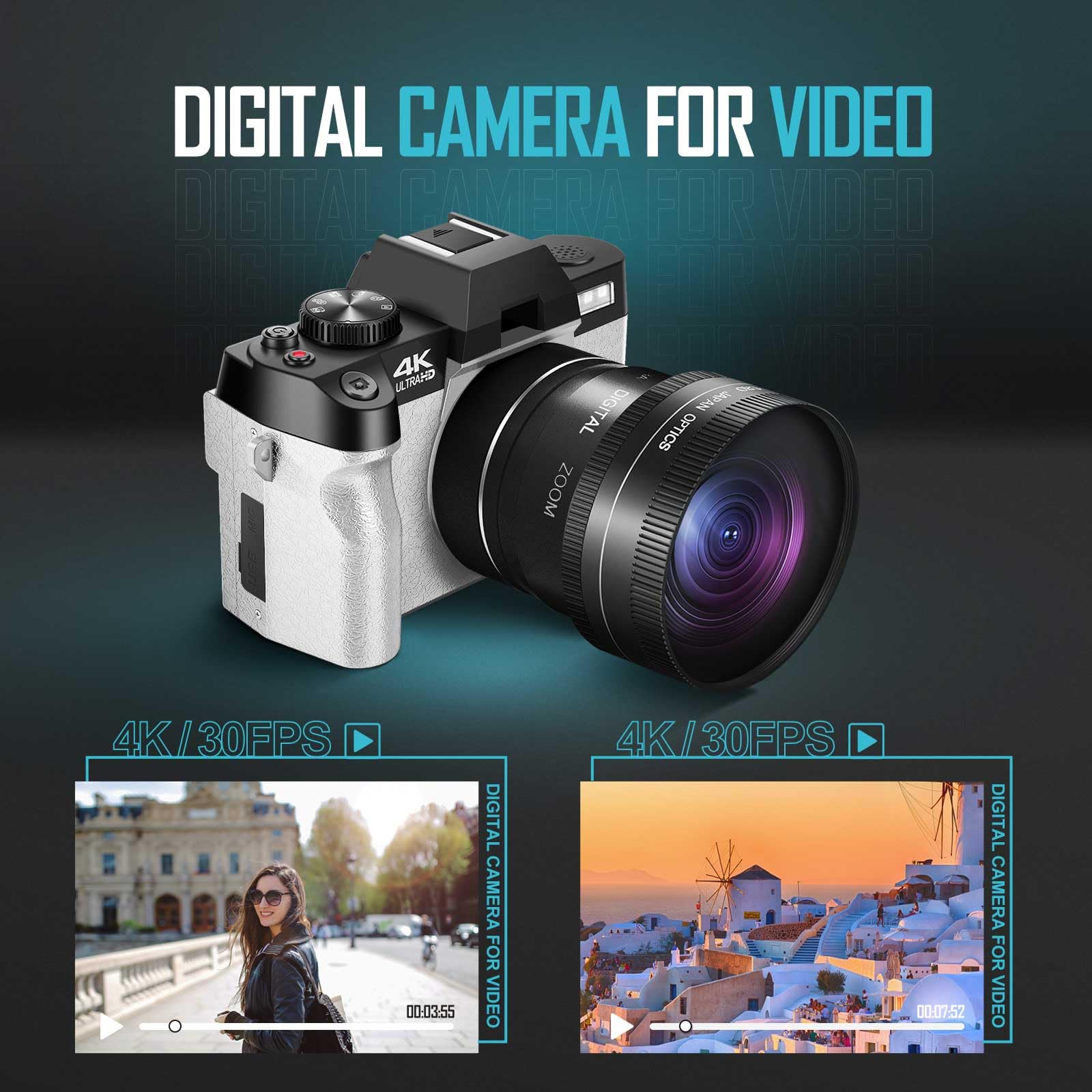 4K 48MP Digital Camera for Photography & Vlogging - WiFi Compact Camera with 180° Flip Screen, Flash, 16X Zoom, Wide-Angle & Macro Lens - Perfect for YouTube, Travel & Everyday Shooting