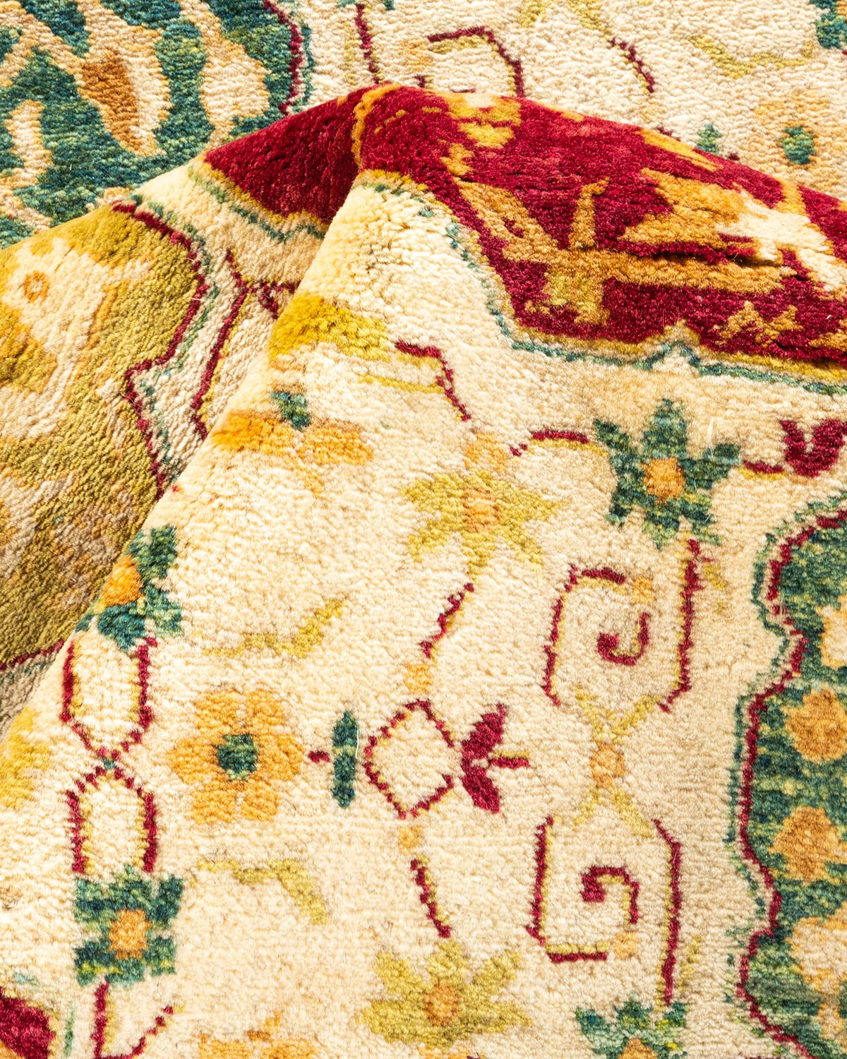 Handmade Traditional Oriental Mogul Ivory Wool Area Rug 6x9 - Unique Hand-Knotted Solo Rugs for Living Room, Bedroom & Home Decor