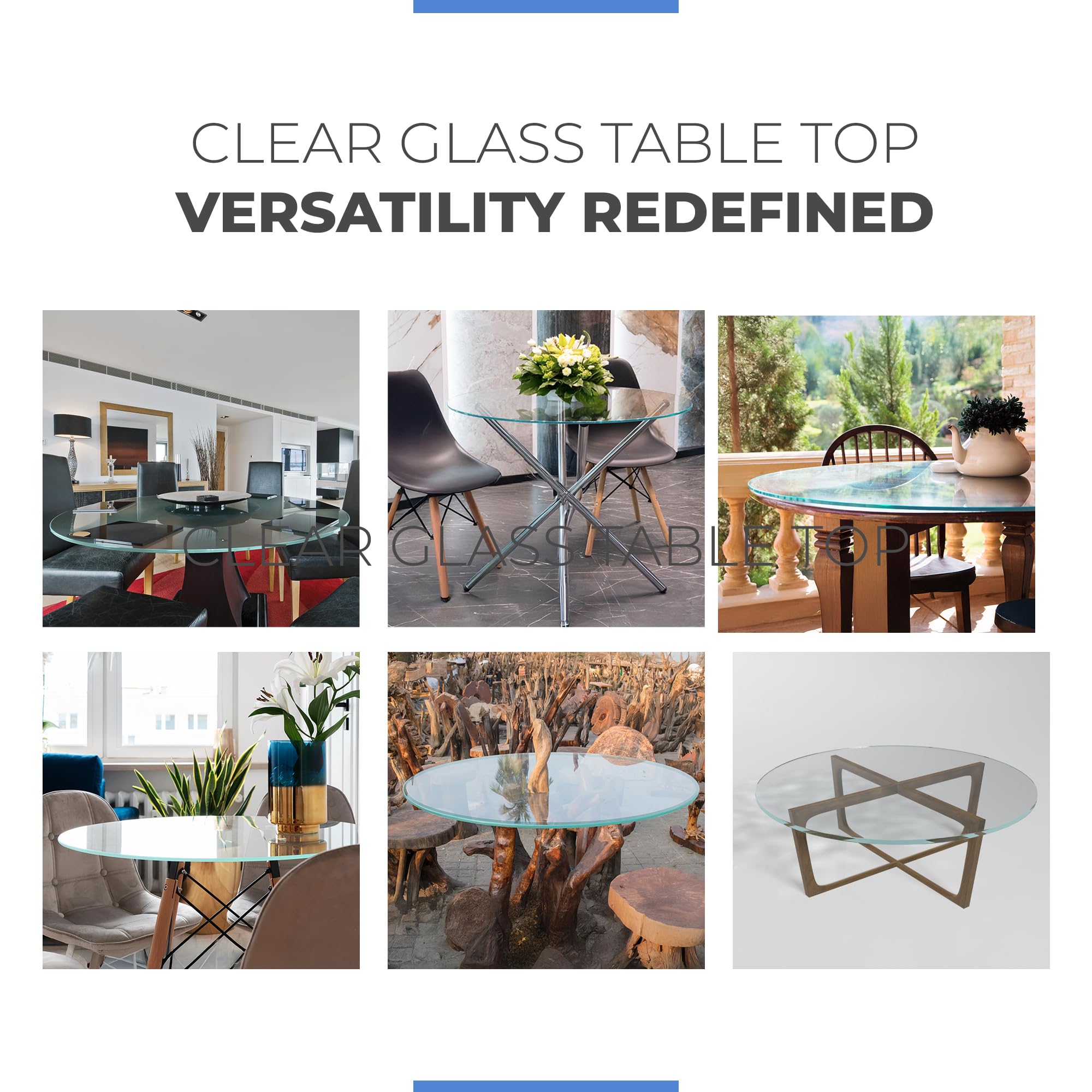 38 Inch Round 1/4 Inch Thick Tempered Glass Table Top - Clear, Flat Polish Edge - Durable & Safe for Dining Tables, Coffee Tables, and Countertops - Fab Glass and Mirror