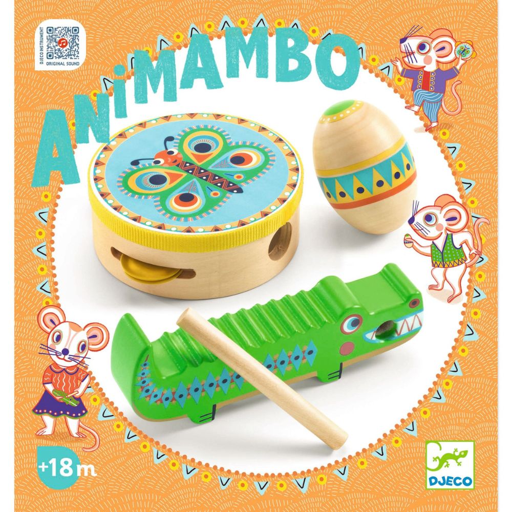 Best Djeco Animambo Set of 3 Percussion Instruments for Kids - Musical Toy with Tambourine, Maracas & Drum - Perfect for Early Childhood Music Education & Playtime