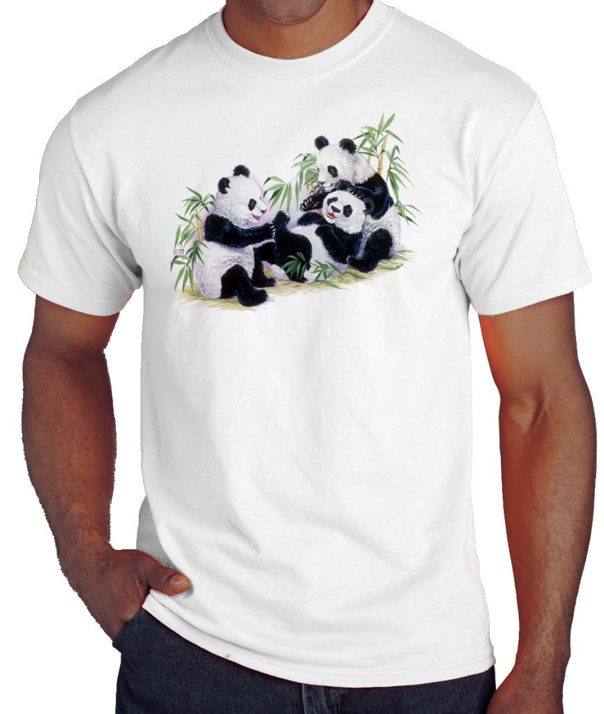 Funny Laughing Pandas Graphic T-Shirt for Men & Women - Soft Cotton Casual Tee for Everyday Wear, Gifts, and Panda Lovers