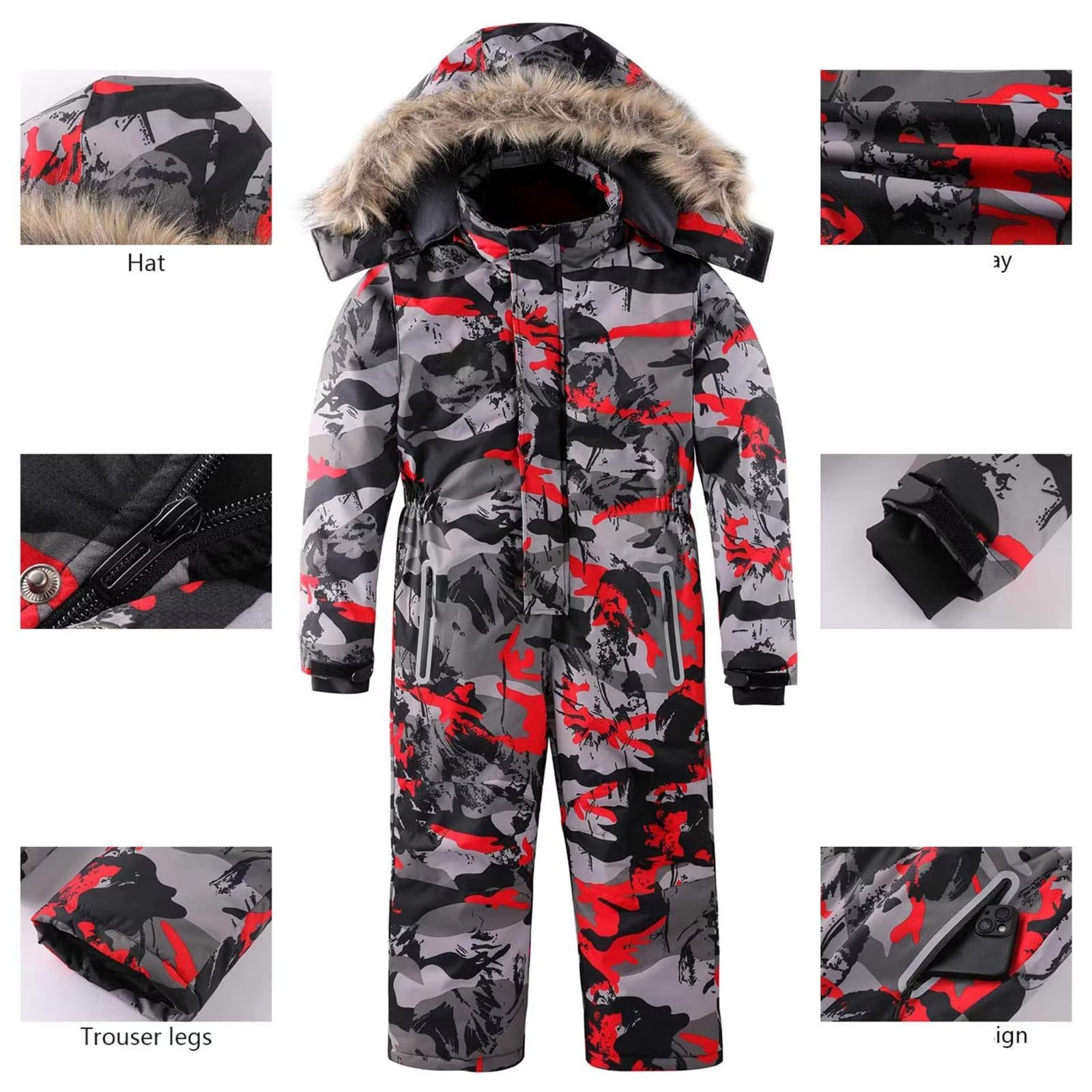 OHSNMAKSL Kids Snowsuits for Boys & Girls - Waterproof Ski Suits, Winter Jackets & Jumpsuits for Snowboarding & Outdoor Activities | Perfect for Skiing, Sledding & Cold Weather Play
