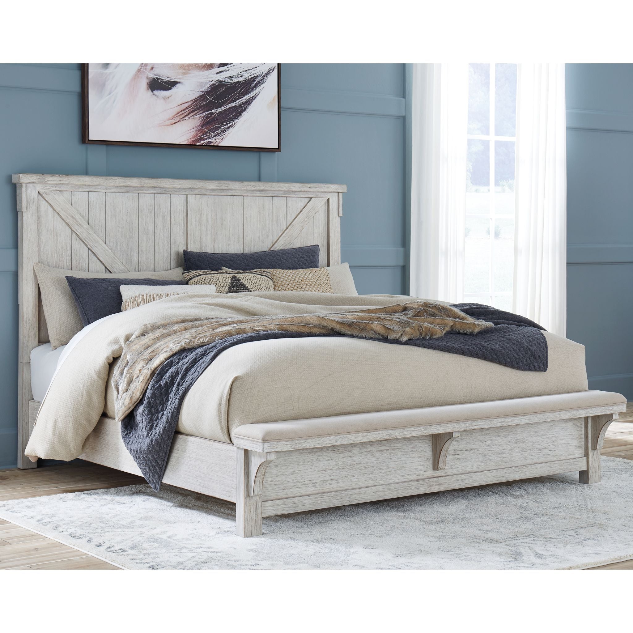 Brashland Panel Bed - Modern Wooden Platform Bed Frame with Headboard - Perfect for Bedroom, Guest Room & Dormitory