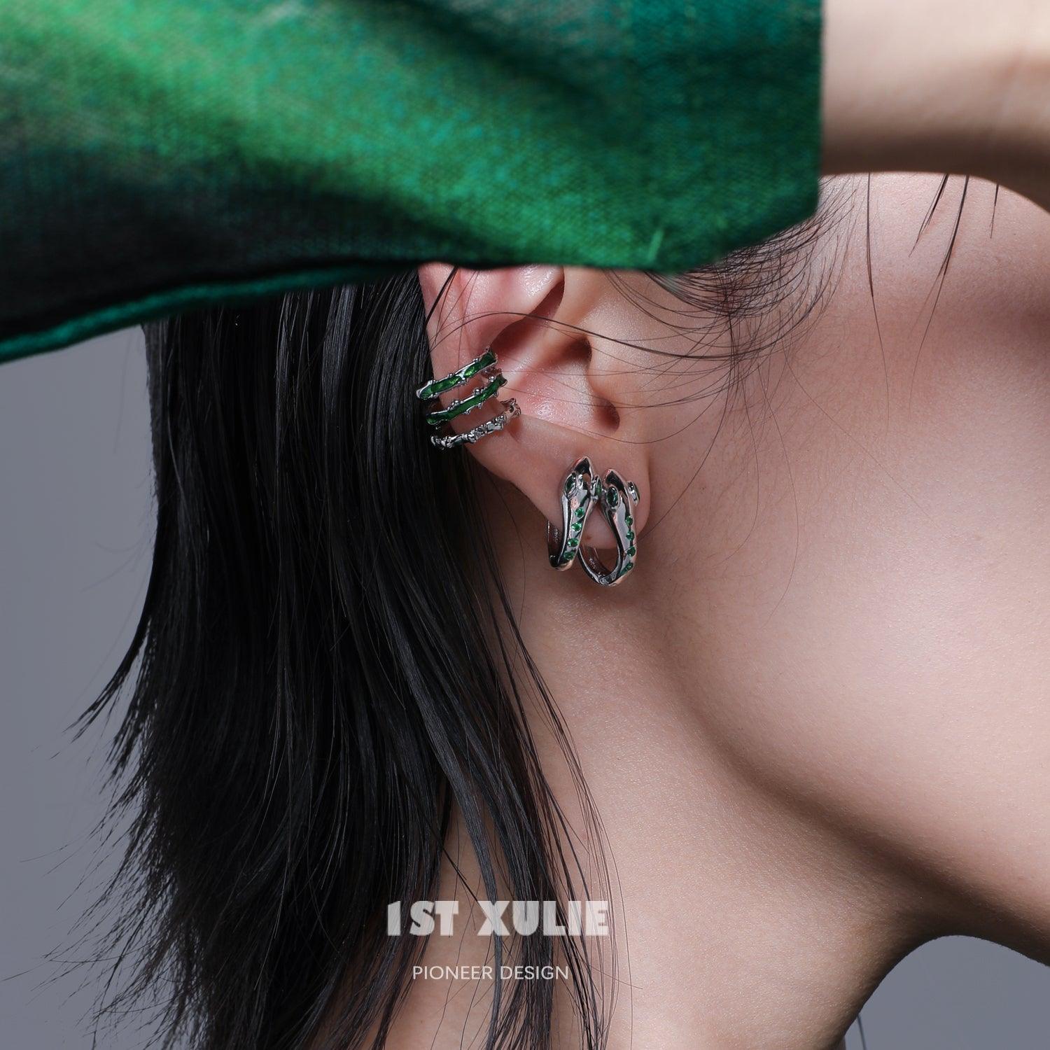 Slytherin House Sterling Silver Snake Earrings for Women - Elegant Gothic Jewelry for Harry Potter Fans, Cosplay & Daily Wear