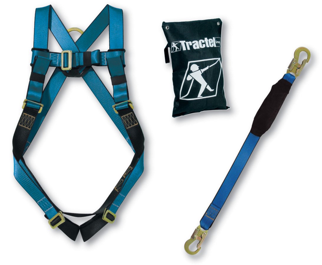 Tractel KIT-B01K Basic Fall Protection Kit with Storage Bag - Phoenix T5 Safety Harness, 6 ft Shock-Absorbing Lanyard & 3/4