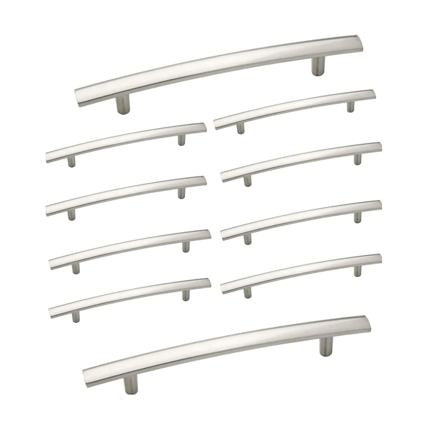 10 Pack Modern Curved Arch Cabinet Knobs - Satin Nickel Kitchen Cabinet Handles & Drawer Pulls (7-13/16 inch) - Perfect for Kitchen Cabinets, Dressers, Wardrobes & Office Furniture - Durable Hardware for Home & Commercial Use
