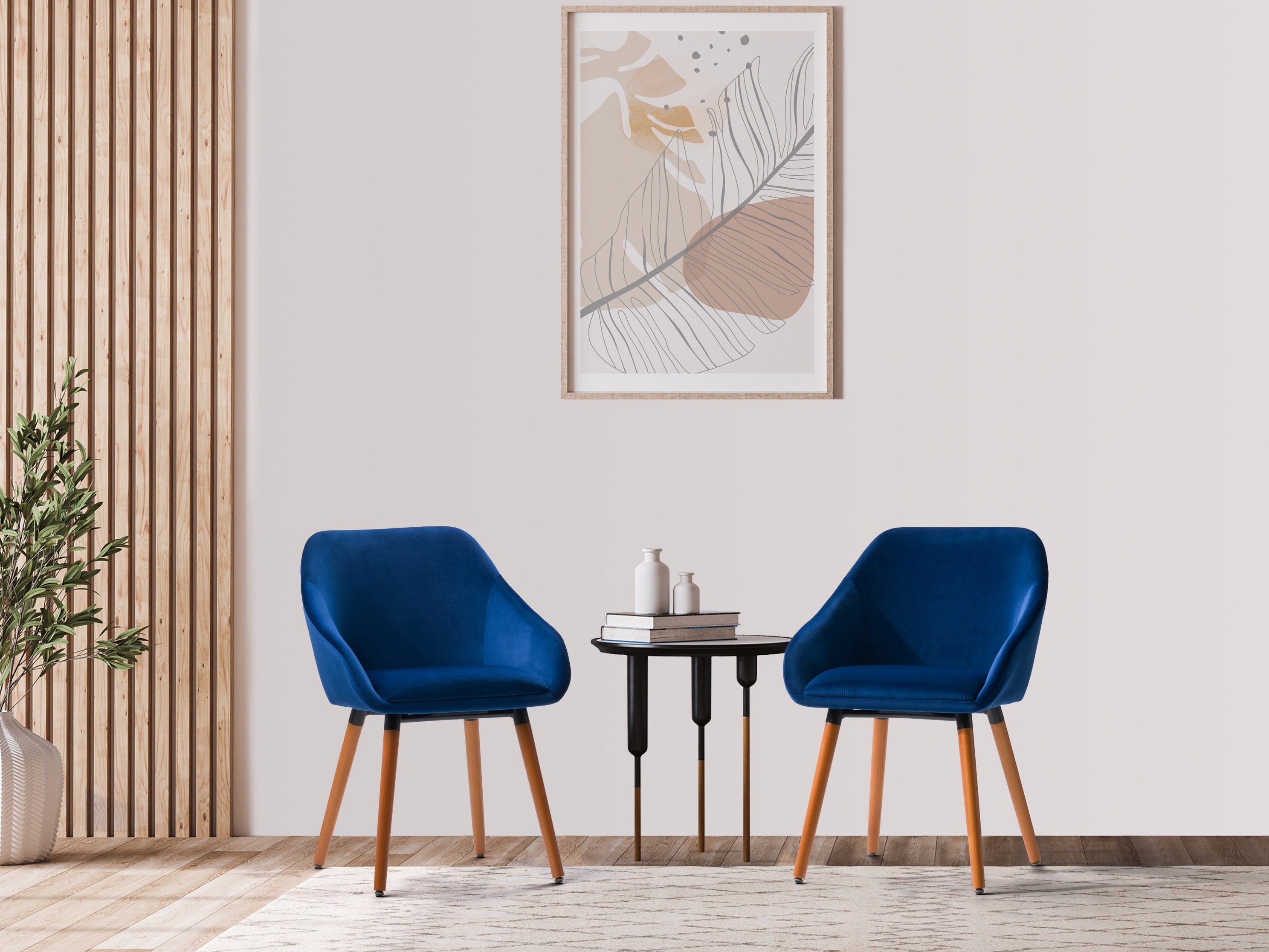 Luxury Navy Blue Velvet Dining Chairs Set of 2 - Modern Upholstered Side Chairs for Dining Room, Kitchen, or Office - Elegant Home Decor & Comfortable Seating Solution