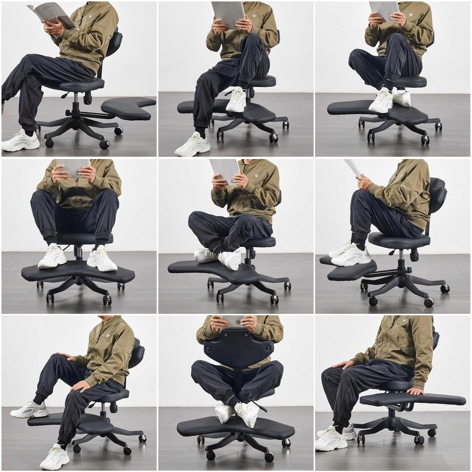 Ergonomic Cross-Legged Meditation Chair for Office & Yoga - Adjustable Height Kneeling Stool with Lumbar Support & Wheels - Perfect for ADHD Focus, Home Office, and Meditation Spaces