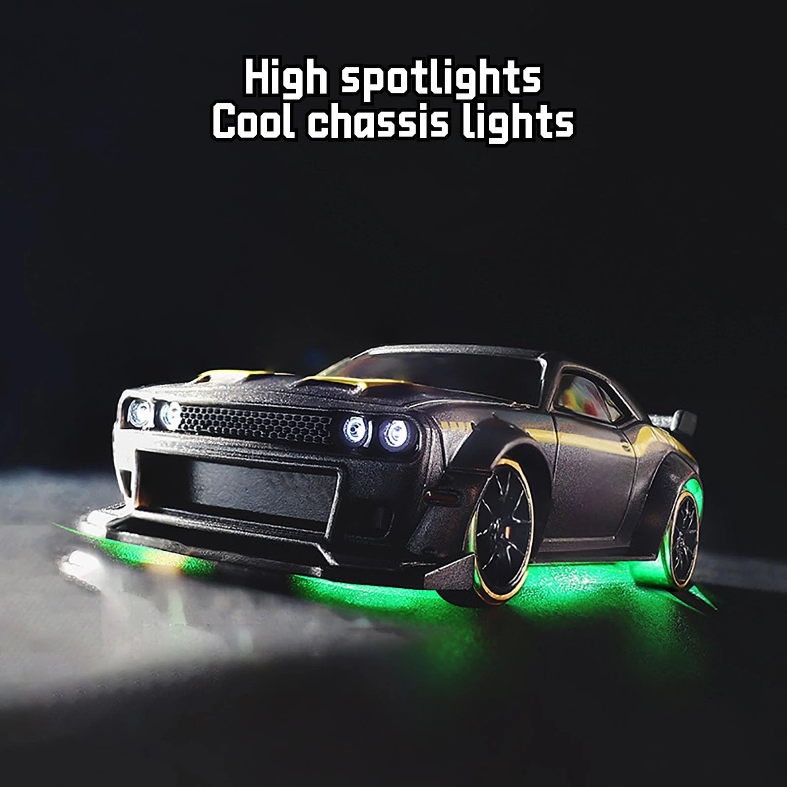 Motorwolt Mini Slide RC Drift Car V2 - 1:76 Scale Remote Control Drift Car with Gyro, 2.4GHz Controller & 2 Replaceable Body Shells (Green) - Perfect for Tabletop Racing, Indoor Drifting & RC Car Enthusiasts