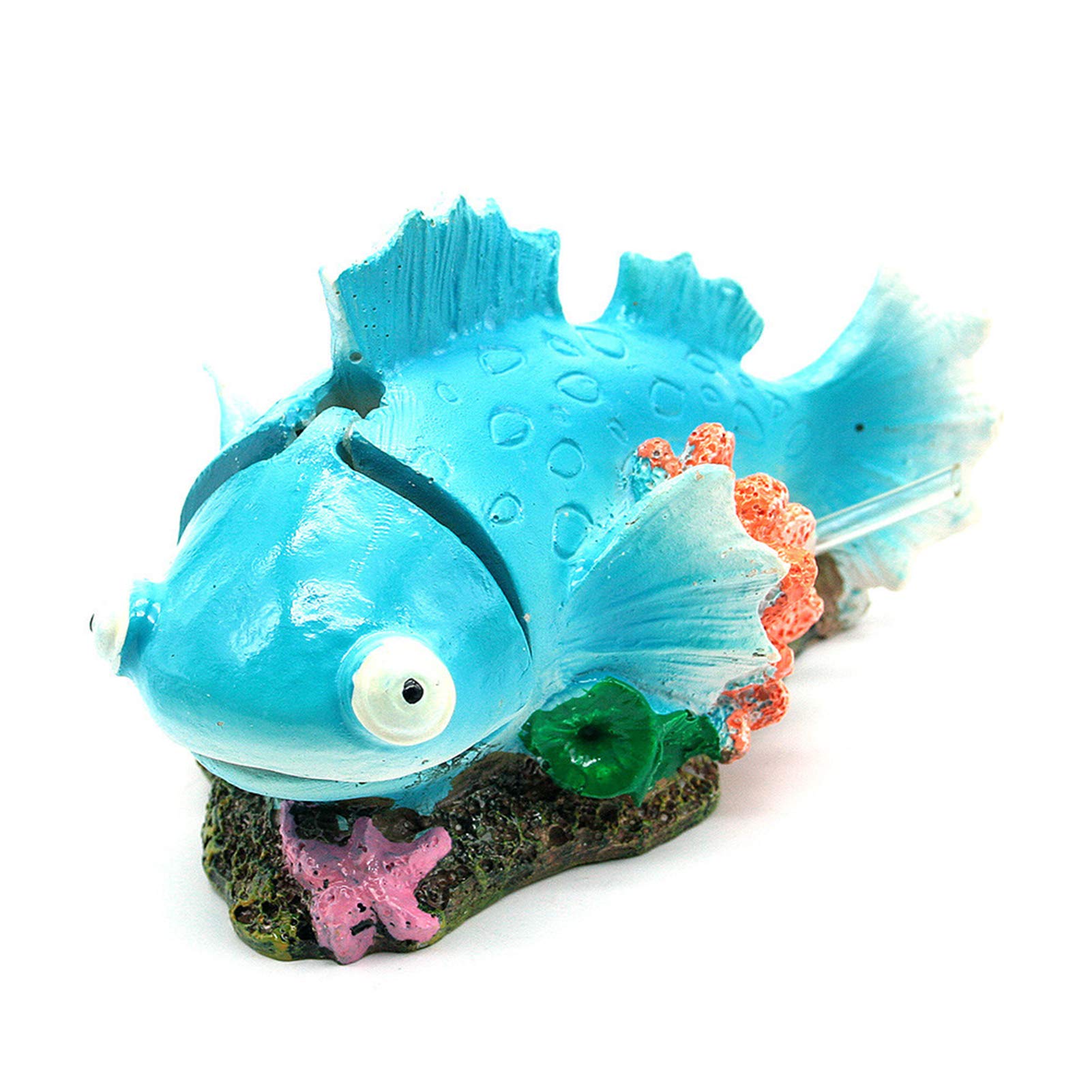 Qiguch66 Resin Aquarium Decor - Blue Fish Tank Ornaments for Shrimp & Pet Habitat