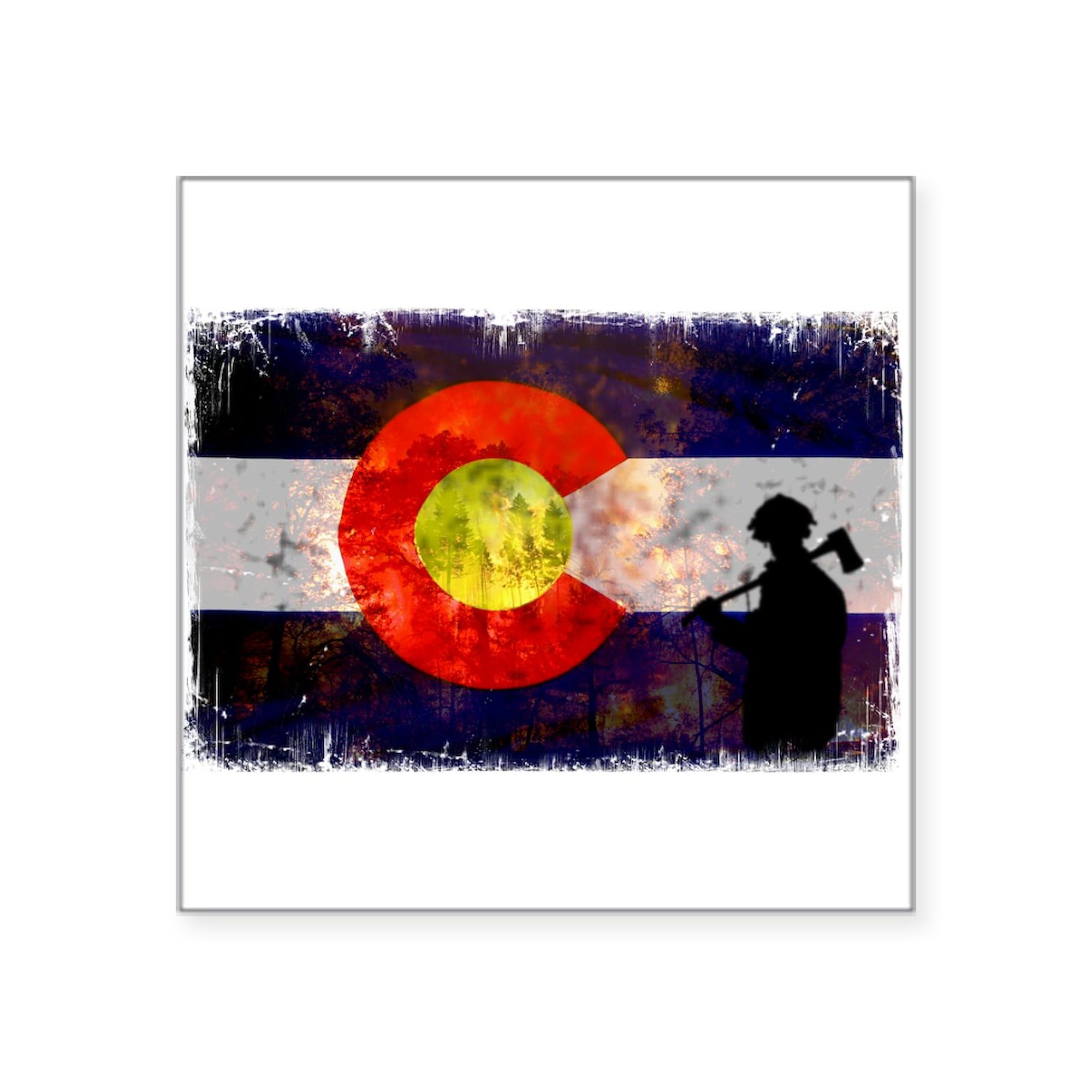 Firefighter Colorado Flag Square Sticker - 3x3 Inch Bumper Decal for Cars, Laptops & Windows | Durable Vinyl Sticker for Firefighters, First Responders & Patriotic Supporters