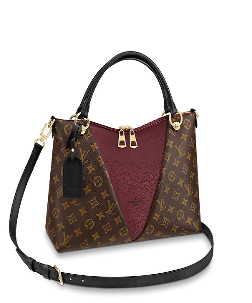 Authentic Louis Vuitton LV V Tote MM Handbag - Monogram Canvas with Bordeaux Trim | Luxury Designer Tote for Women, Work, Travel & Everyday Use