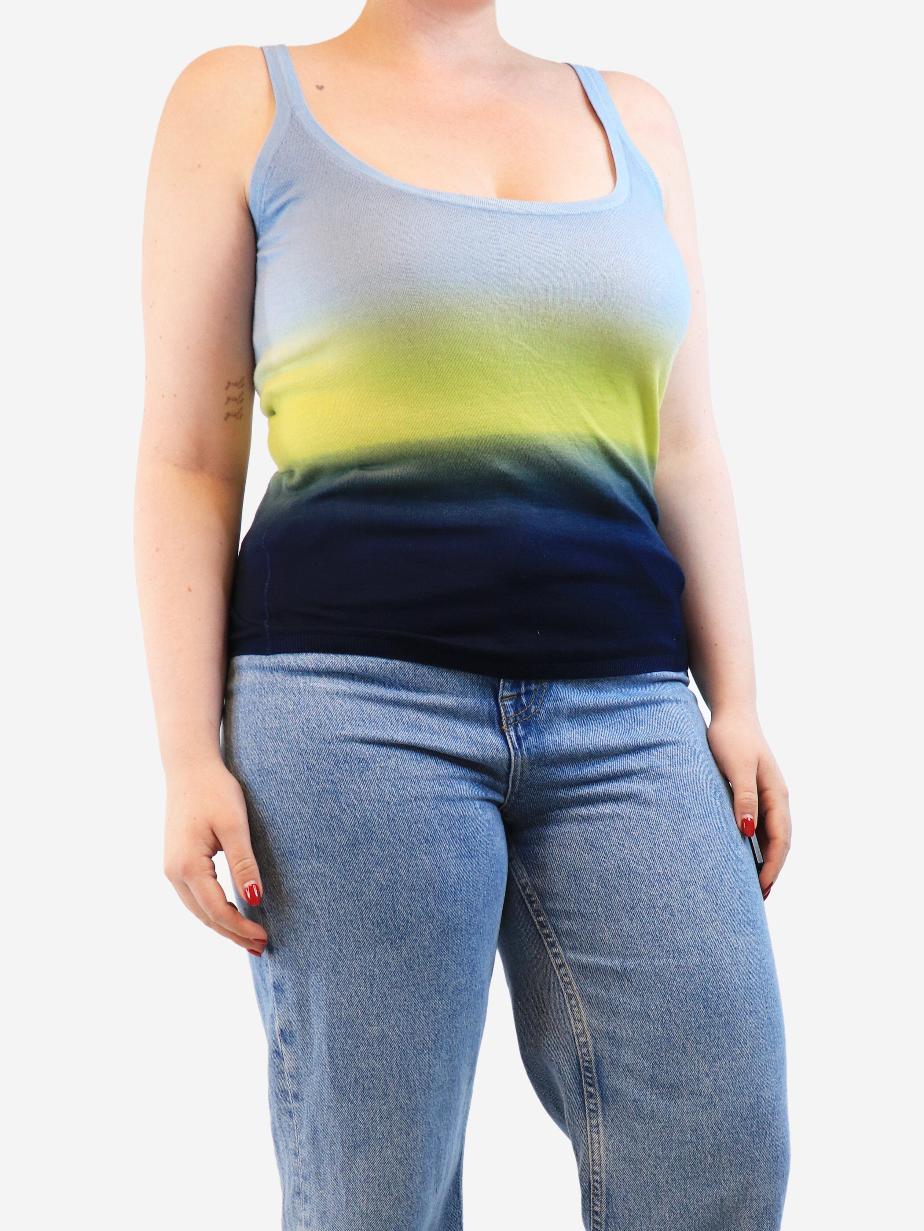 Blue and Yellow Gradient Vest Top - Size M | Trendy Women's Fashion for Casual Wear, Summer Outfits, and Beach Style