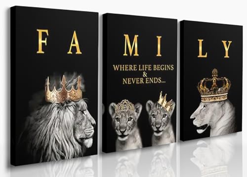 black gold family lion art 001