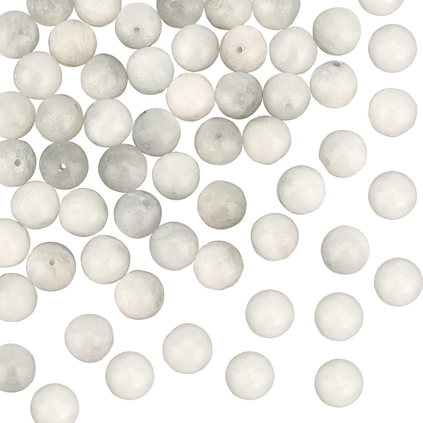 46pcs 8mm Natural Selenite Gemstone Beads - Healing Energy Round Loose Stones for DIY Jewelry Making, Bracelets, Necklaces - Meditation, Yoga & Spiritual Wellness Accessories
