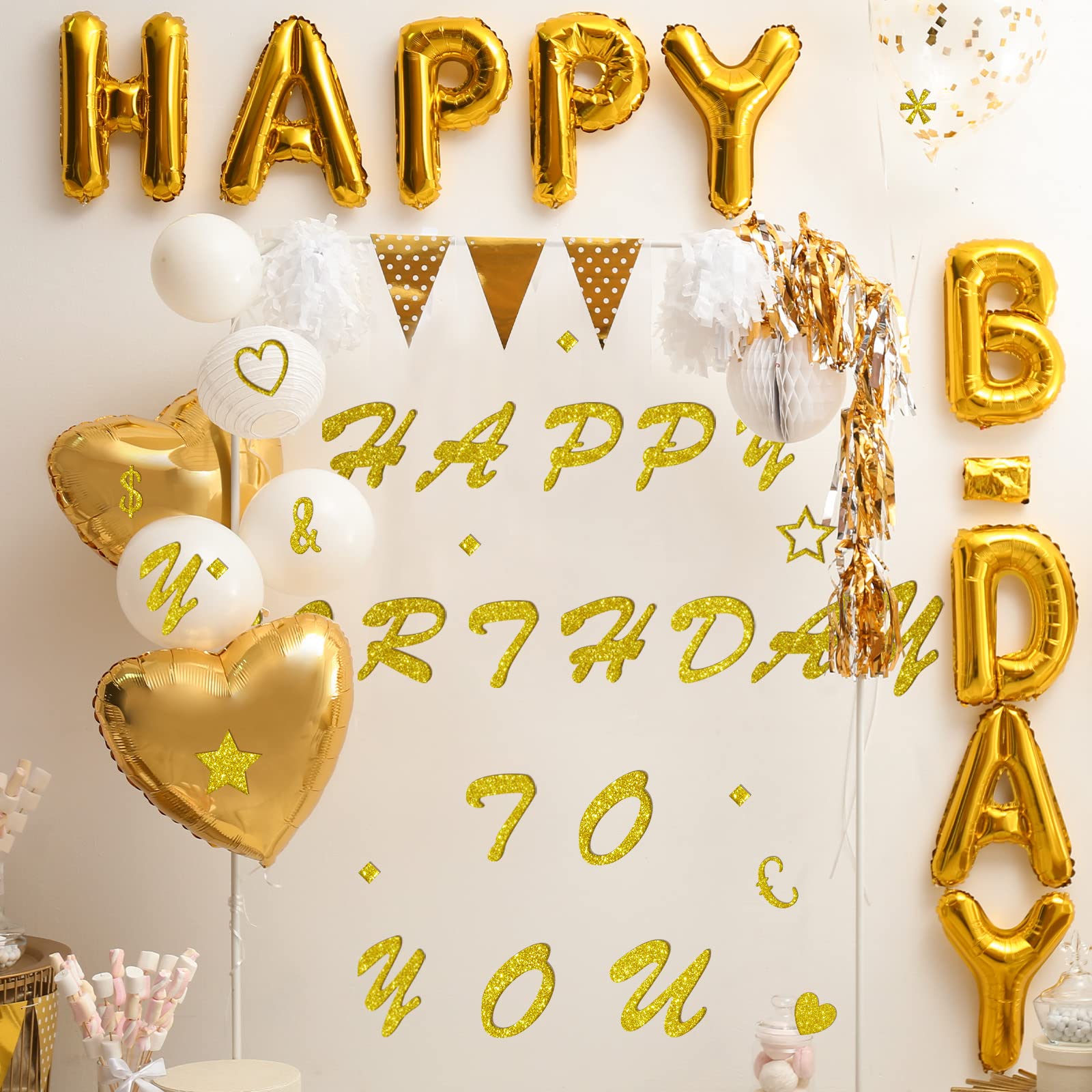Fainne 921-Piece Gold Glitter Vinyl Letter Stickers - Self-Adhesive Alphabet & Number Stickers for DIY Crafts, Mailbox Decor, Classroom Signs, Door Decoration - Perfect for Scrapbooking, Party Decor, and Gift Wrapping
