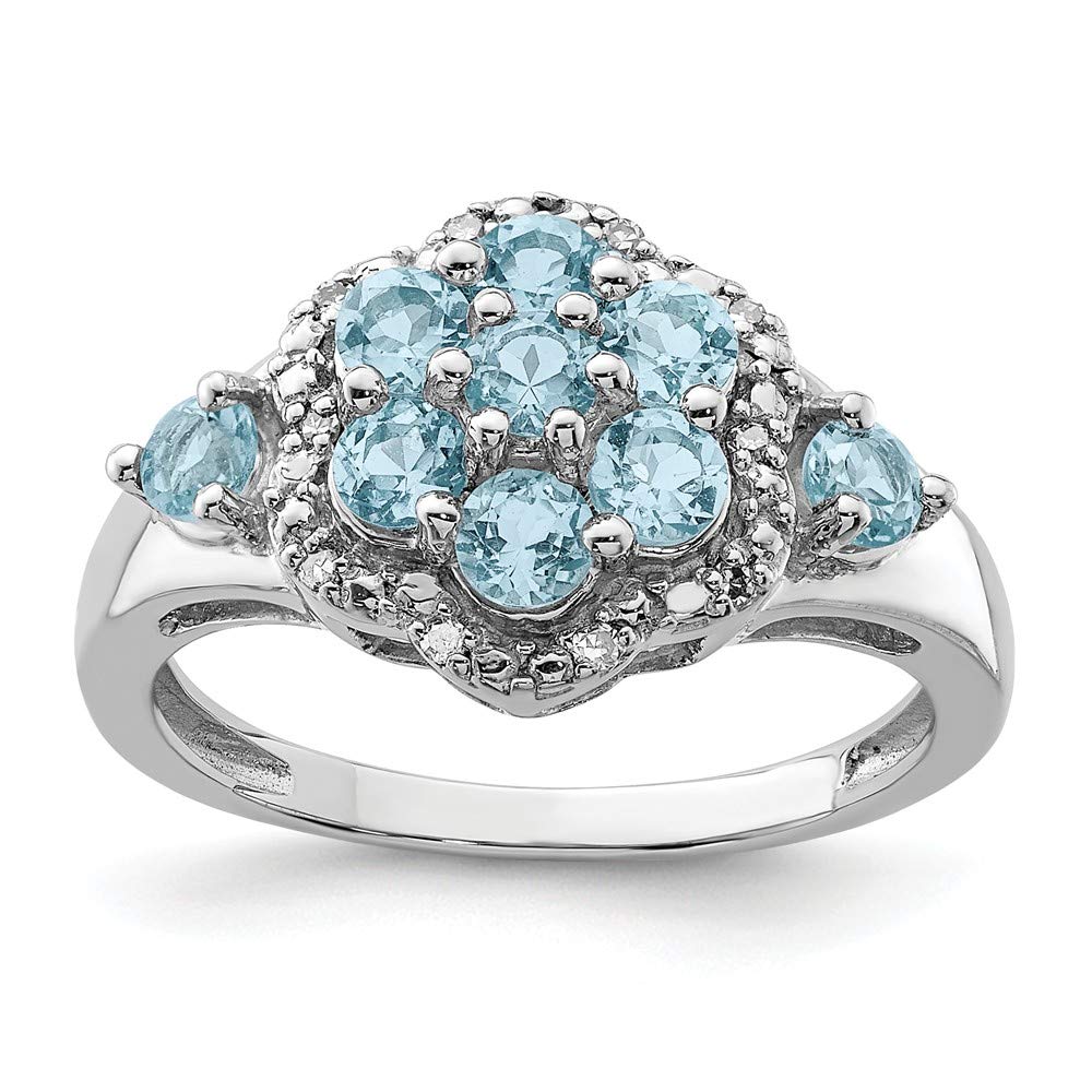 925 Silver Diamond & Blue Topaz Ring for Engagement & Wedding