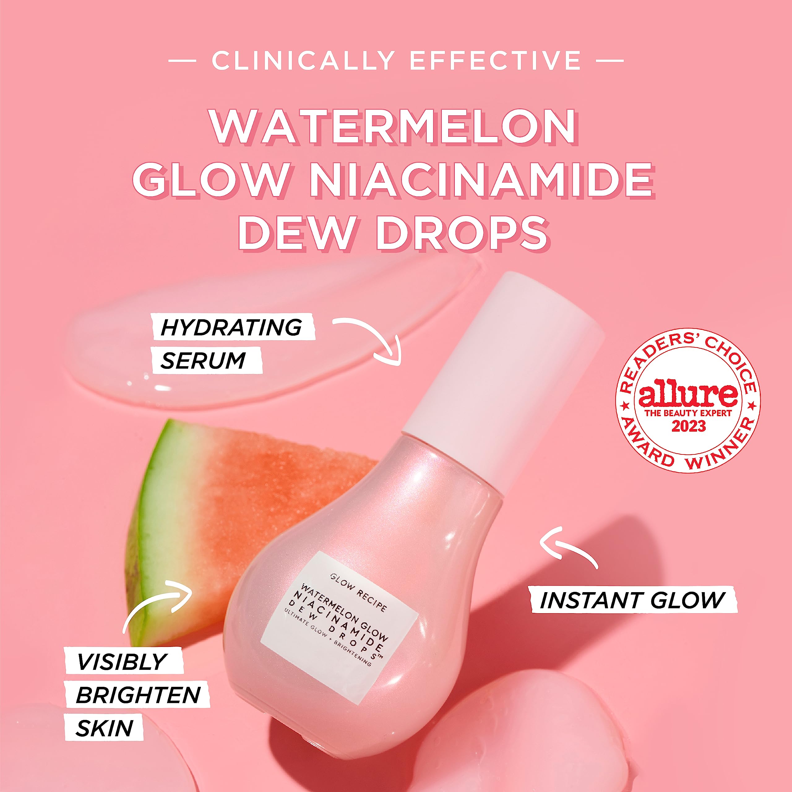 Glow Recipe Niacinamide Dew Drops Serum & Makeup Primer (40ml) + Watermelon Glow Pink Juice Hydrating Moisturizer (50ml) Duo Set - Brightening, Hydration & Glow Boosting Skincare Routine for Dry, Dull Skin | Day & Night Use for Radiant Complexion