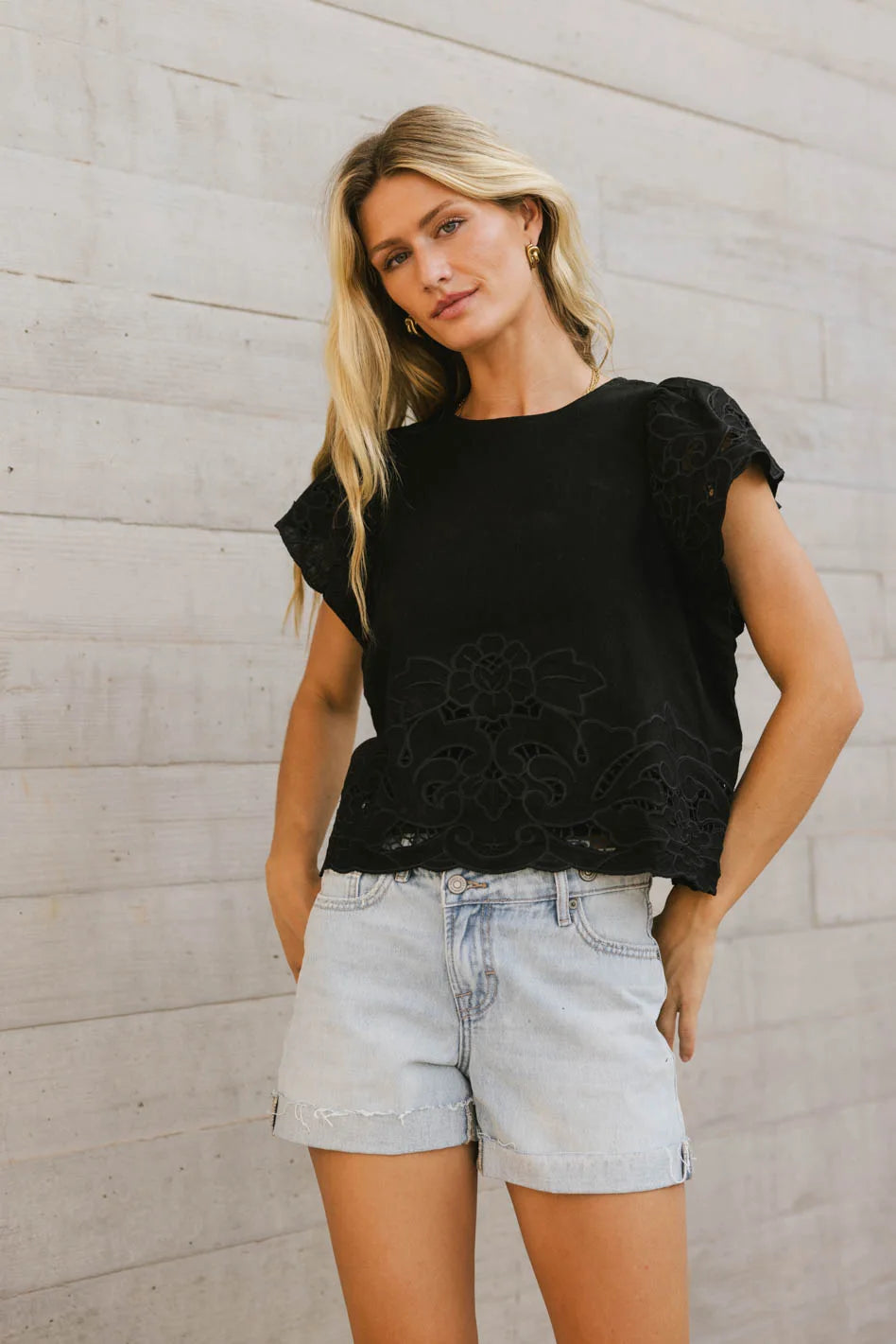 Myra Embroidered Blouse for Women - Elegant Black Floral Top | Perfect for Office Wear, Date Night & Special Occasions