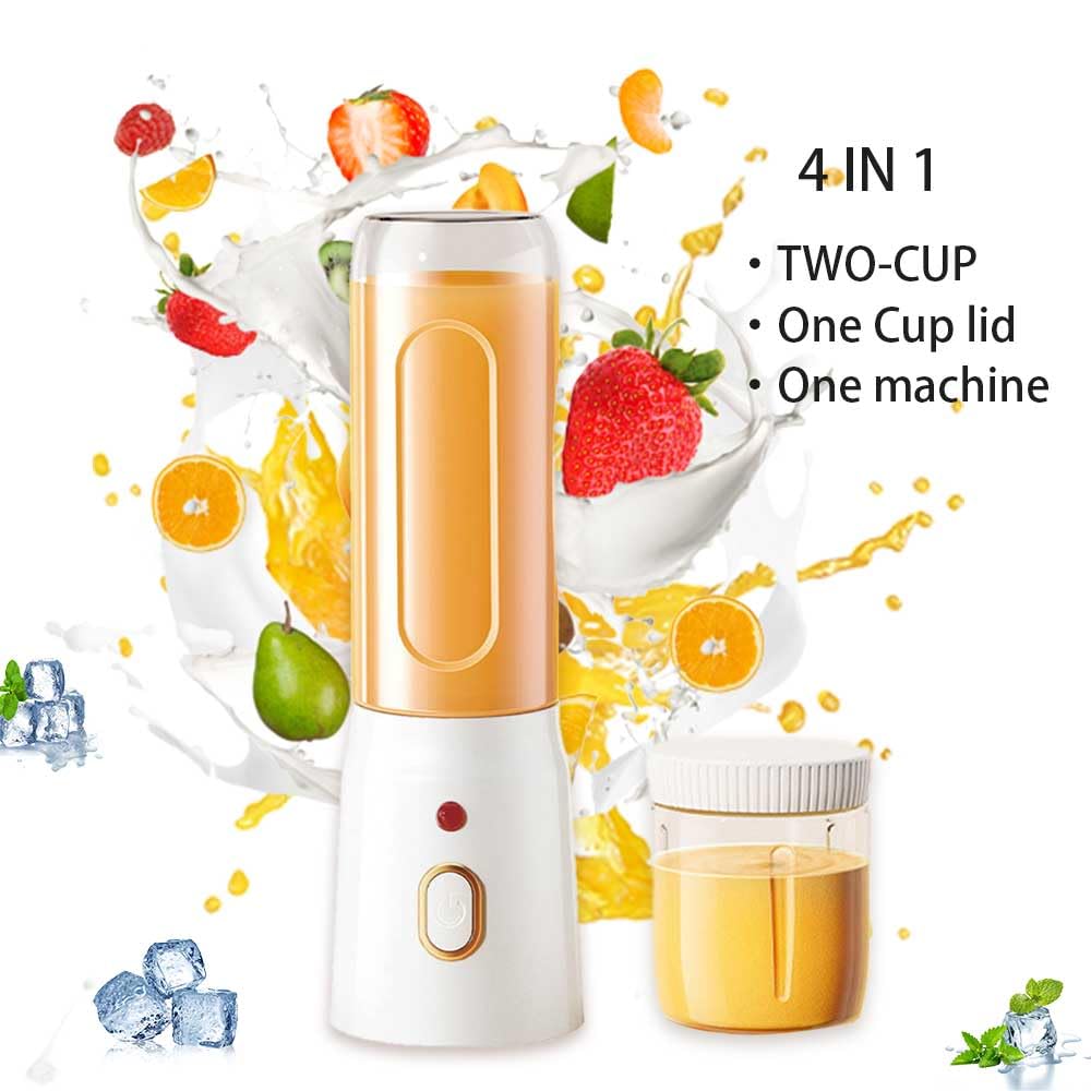 15 Oz Portable Blender with 10 Stainless Steel Blades - USB Rechargeable Smoothie Maker for Shakes, Baby Food & Ice Crushing - Includes Big & Small Travel Cups - Perfect for Gym, Camping & Outdoor Activities