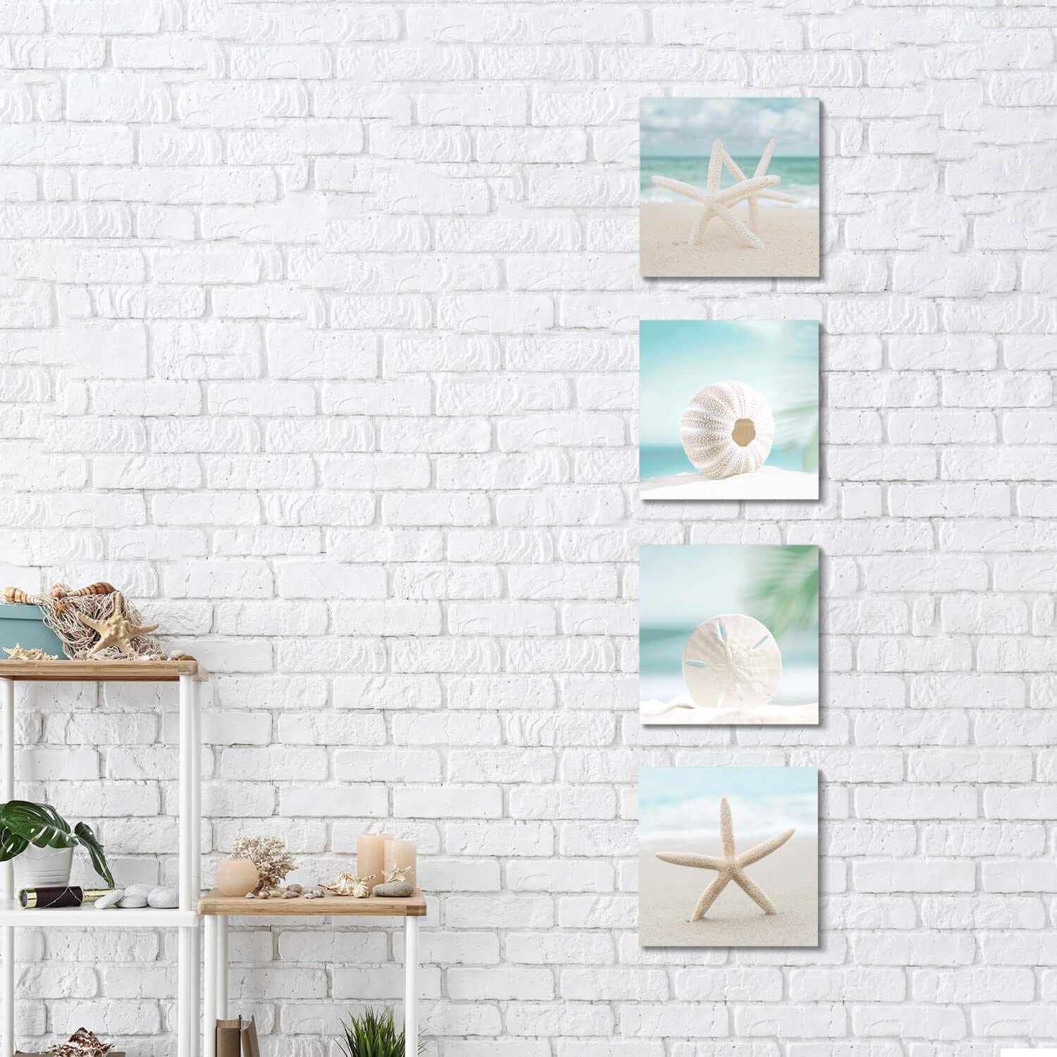 ARTISTIC PATH Seashell Canvas Wall Art - Coastal Beach Decor for Living Room, Bedroom & Bathroom - Ocean Themed Home Decor
