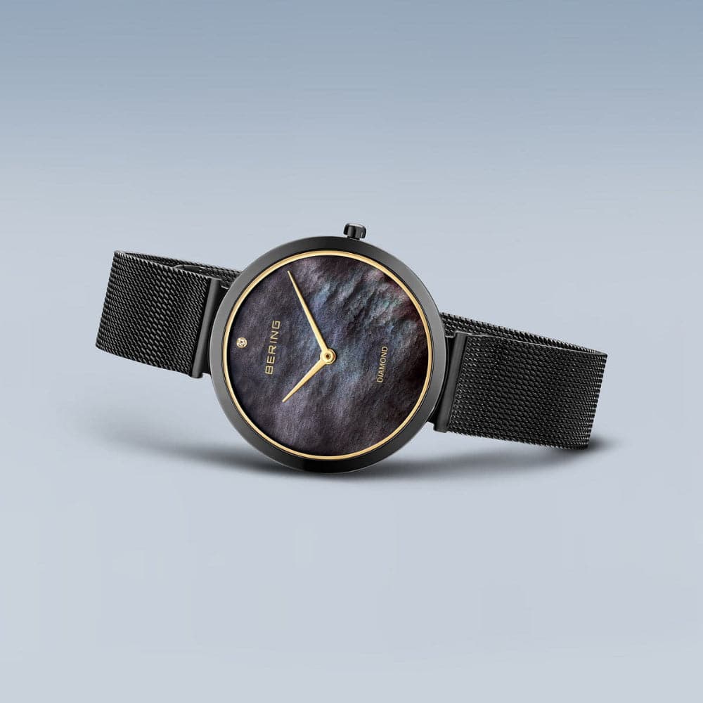 Bering Classic Black Dial Women's Watch with Milanese Strap - Elegant Timepiece for Business, Casual & Special Occasions