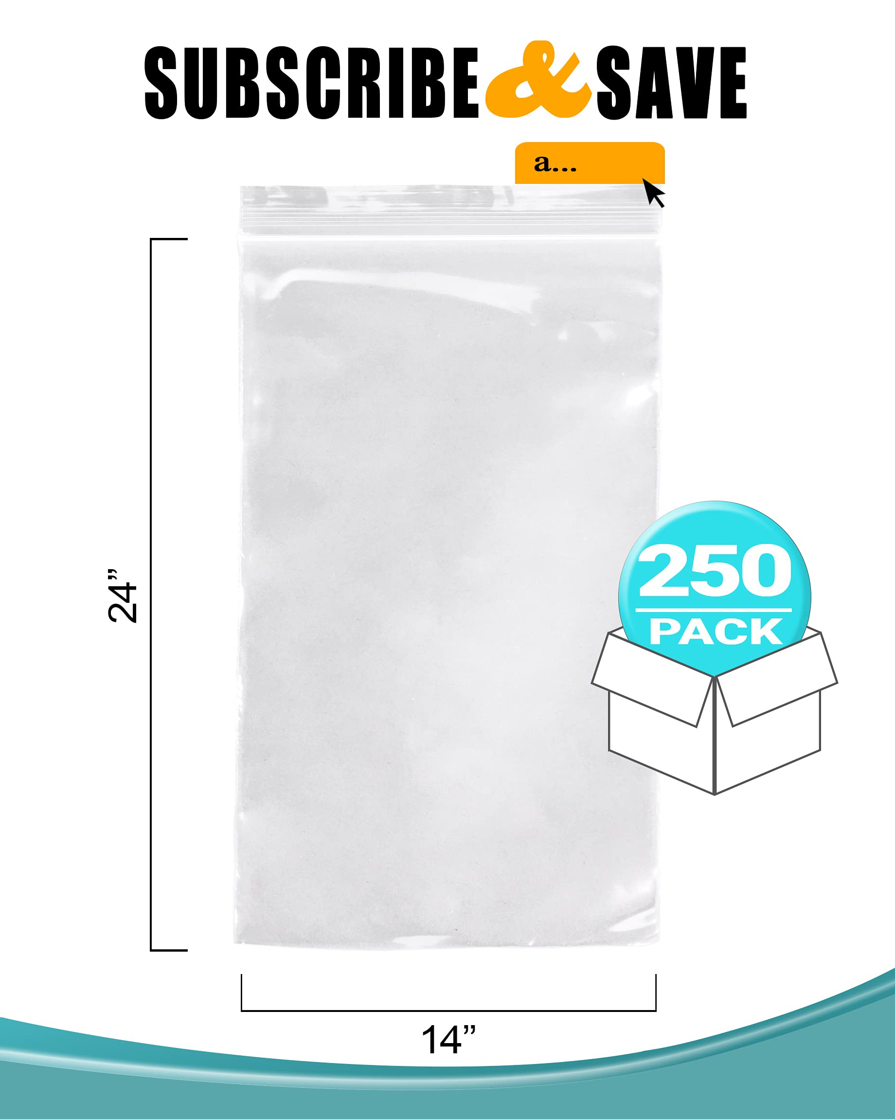 APQ 250 Pack 14x24 Inch Clear Ultra Thick 4 Mil Zipper Bags - Heavy Duty Single Track Seal Top Polyethylene Storage Bags for Food Service, Industrial Use, Healthcare & Home Organization (3 Gallon Capacity) - Perfect for Meal Prep, Freezer Storage & Small Parts Organization