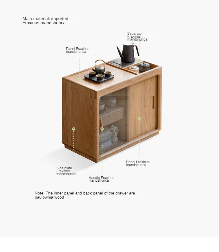Premium Oak & Ash Solid Wood Tea Maker Set with Integrated Tea Table - Perfect for Home, Office & Zen Tea Ceremonies