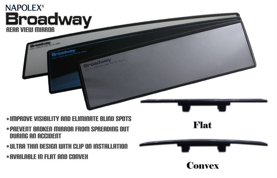 Napolex Broadway Mirror JDM Car Wide Angle Rear View Mirror 240mm 270mm 300mm - Enhanced Visibility for Safer Driving & Parking