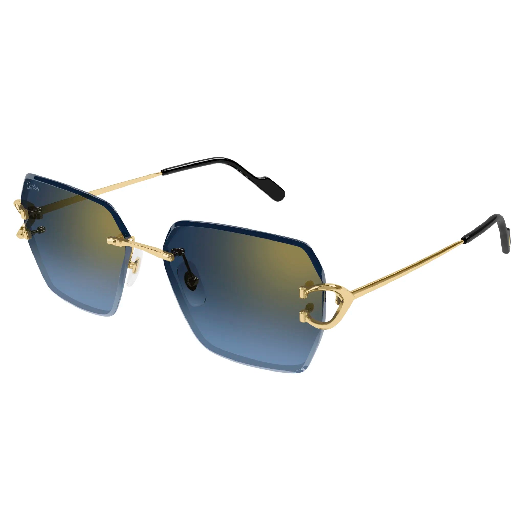 Cartier CT0466S 002 Gold & Blue Aviator Sunglasses for Men & Women - Luxury Designer Shades for Driving, Travel & Outdoor Fashion