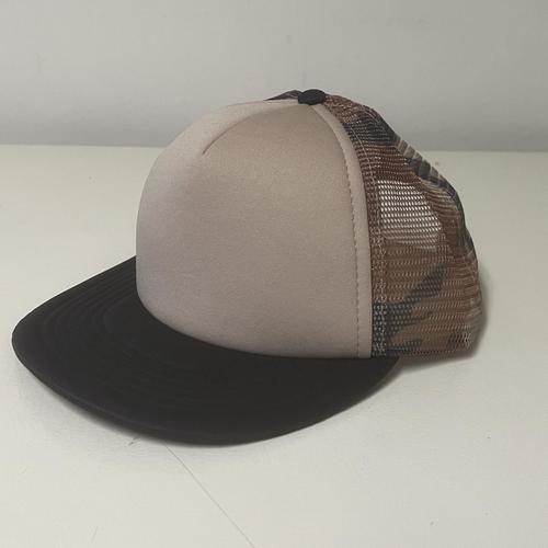 Men's Trucker Mesh Flat Bill Snapback Baseball Cap - Khaki Camo Green | Casual Outdoor Wear for Hiking, Fishing & Sports Events