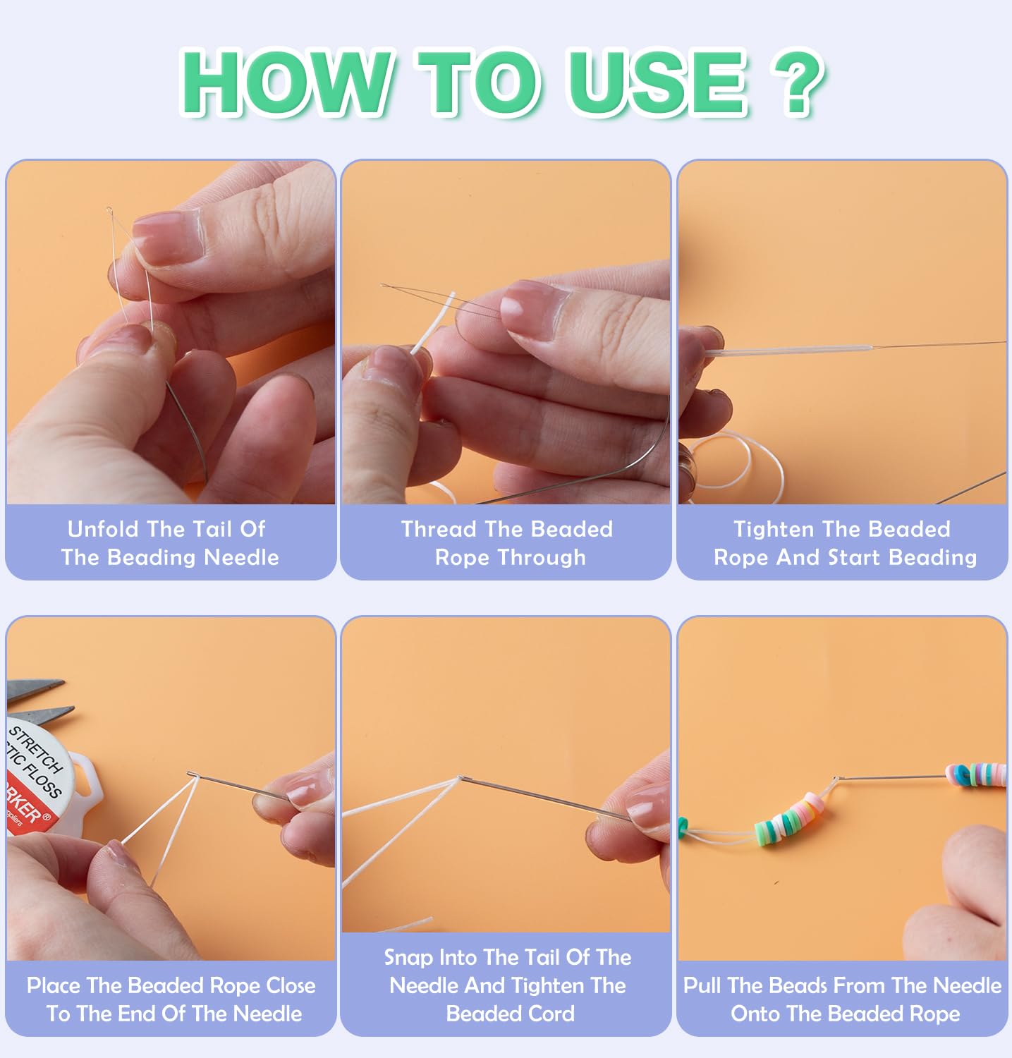 Clay Bead Spinner Needles - 6pcs Big Eye Bending Beaded Needles for Jewelry Making with Clay Beads & Seed Beads | Perfect for Bracelet, Necklace & DIY Craft Projects