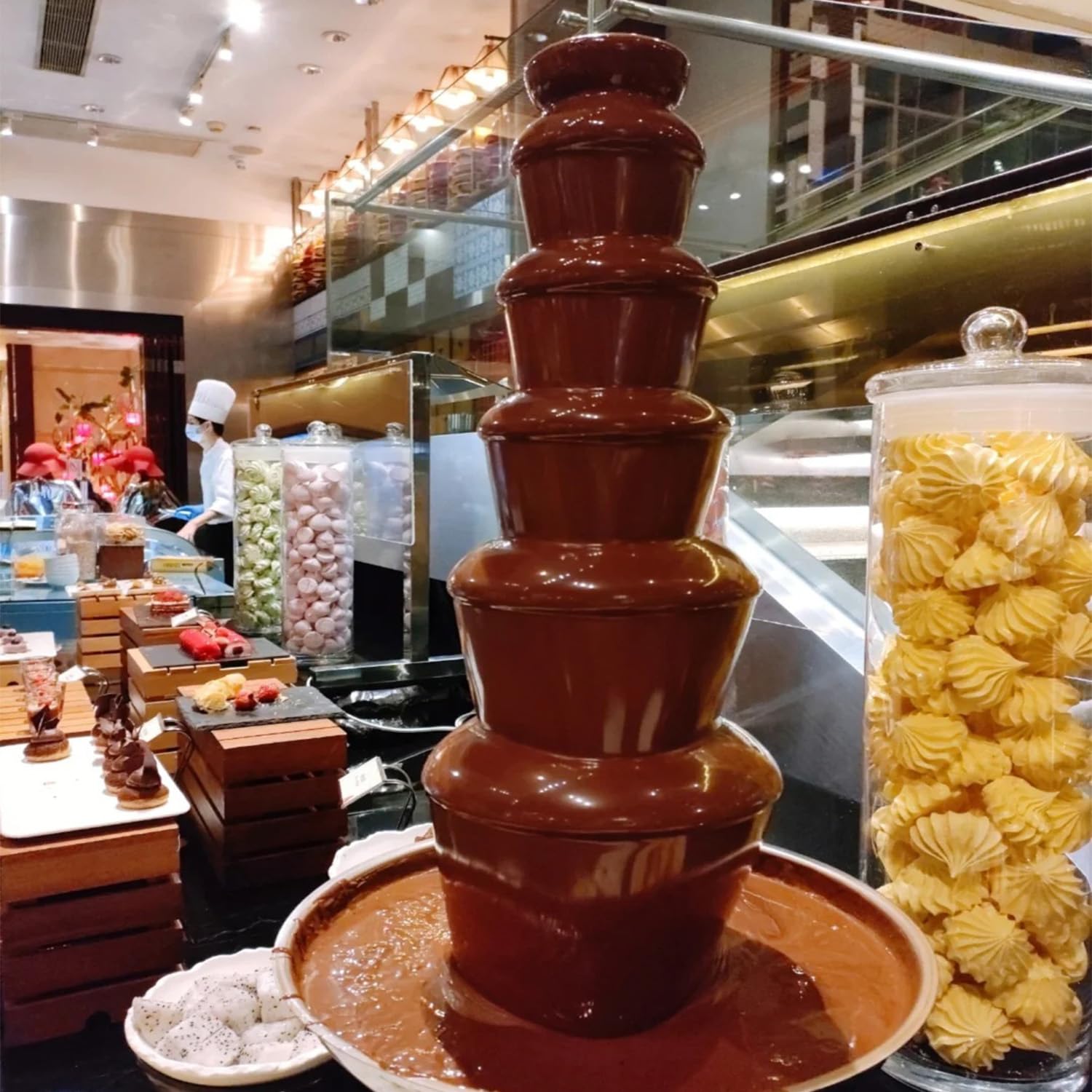 7-Tier Electric Chocolate Fountain Machine 110V - 8kg Capacity for Melting & Fondue - Perfect for Weddings, Parties & Catering Events