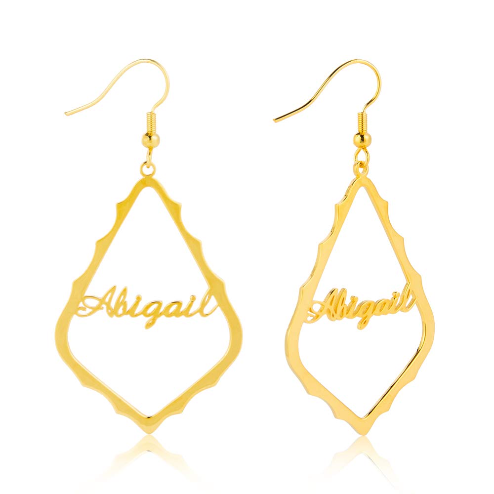Personalized Name Bamboo Hoop Earrings - Custom Big Oversized Hip Hop Earrings for Women, Wife, Mom, Daughter, Sister - Perfect for Birthday, Graduation, Party & Everyday Wear
