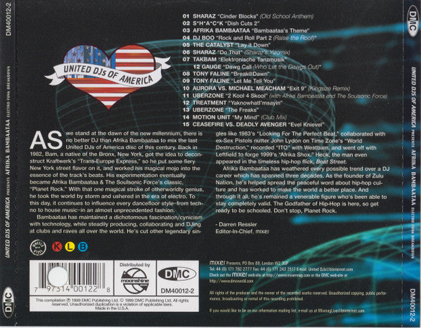 Afrika Bambaataa - United DJs of America Vol.13: Electro Funk Breakdown CD - DJ Mix Compilation Promo (NM/Mint) - Perfect for Dance Parties & Music Collectors