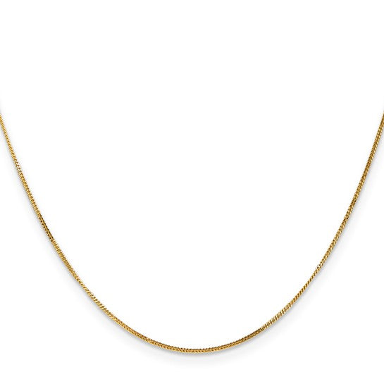 14K Gold 0.9mm Pendant Curb Chain Necklace - 4 Adjustable Lengths (16
