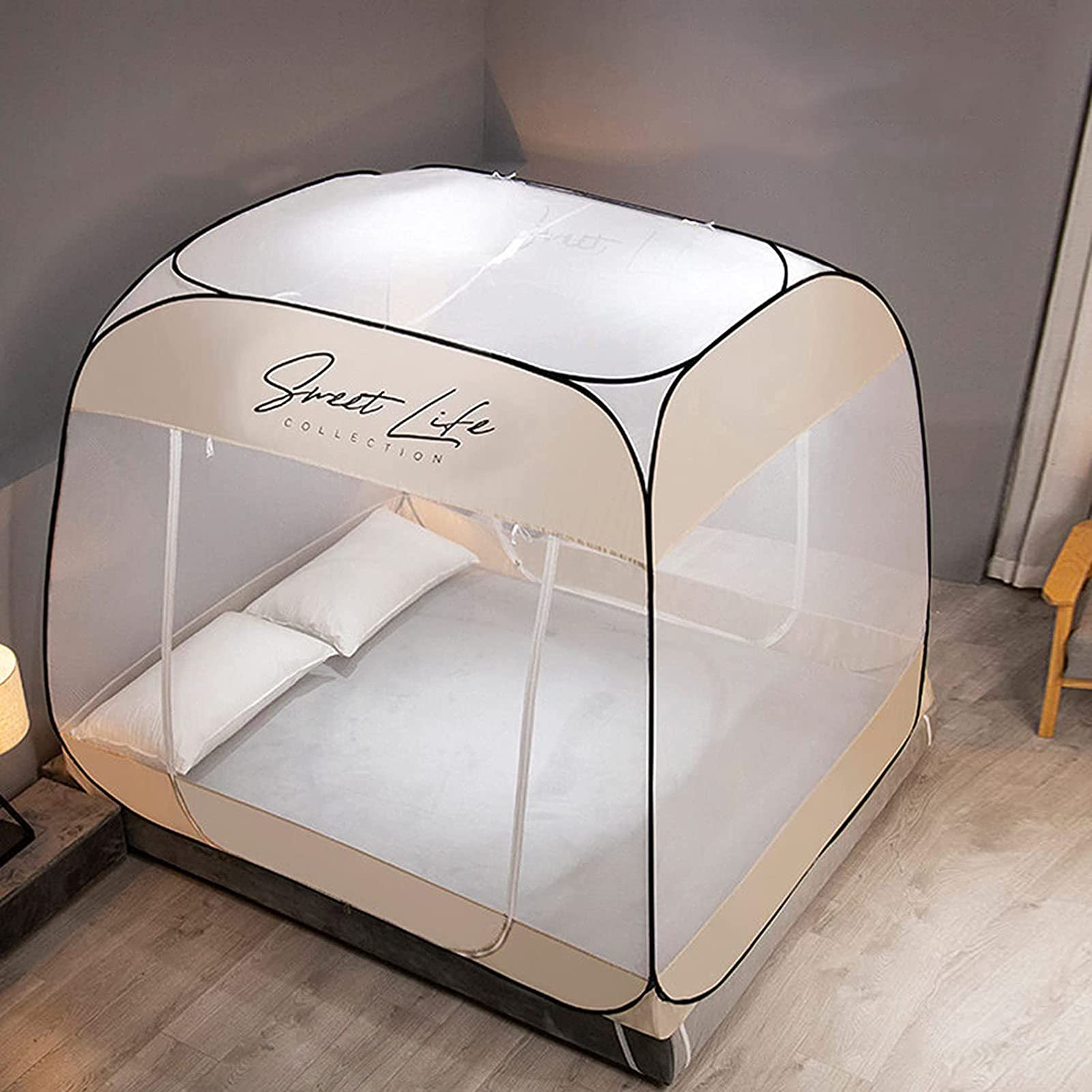 Portable Pop Up Mosquito Net Tent with Double Doors & Netting Bottom - Foldable Bed Canopy for Home, Bedroom & Outdoor Camping (1.8x2.0m) | Perfect for Travel, Backpacking & Summer Nights