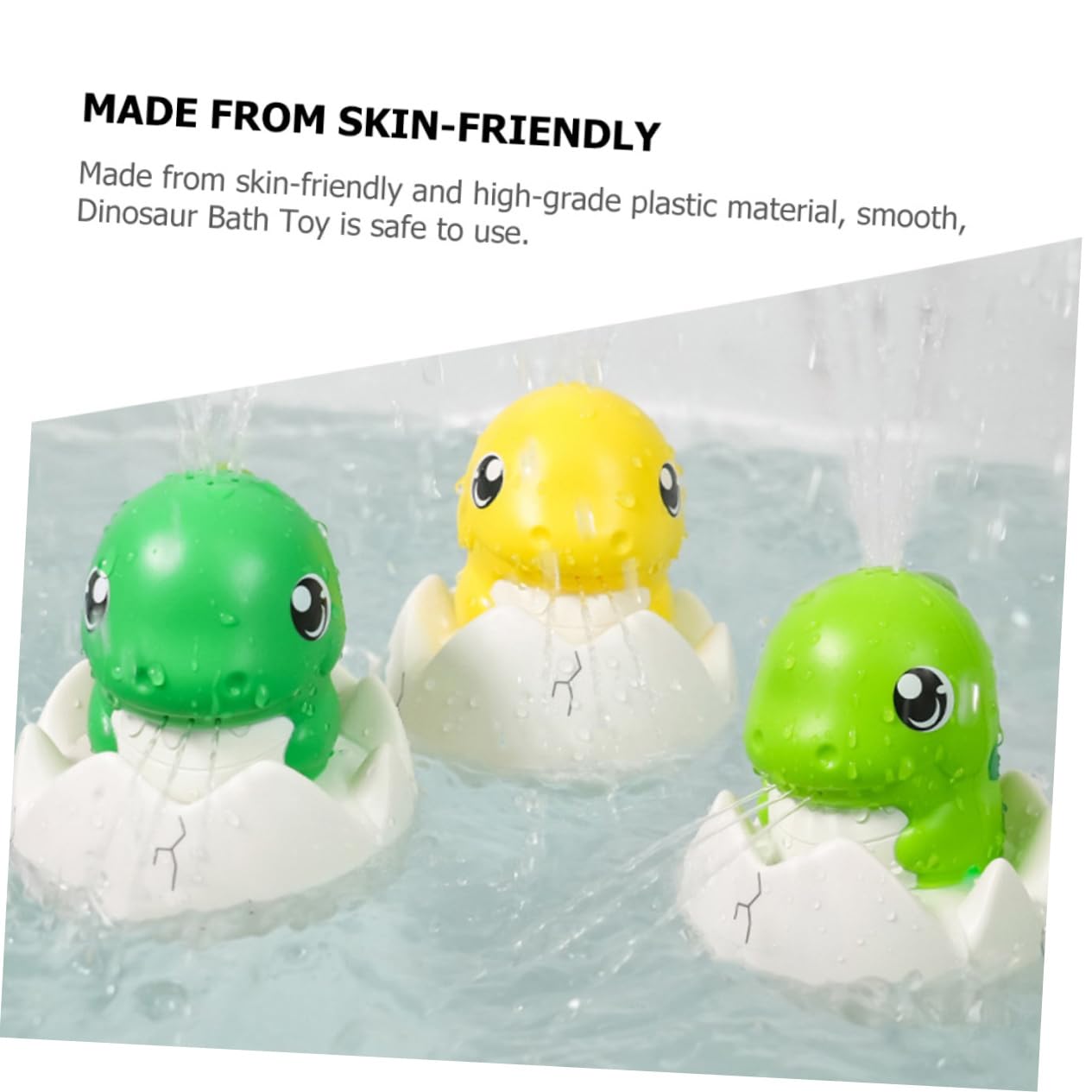 FAVOMOTO 3 Pack Dinosaur Bath Toys for Kids - Light Green Plastic Bathtub Toys for Toddlers, Fun Water Play & Learning Toys for Bath Time, Pool, and Outdoor Activities