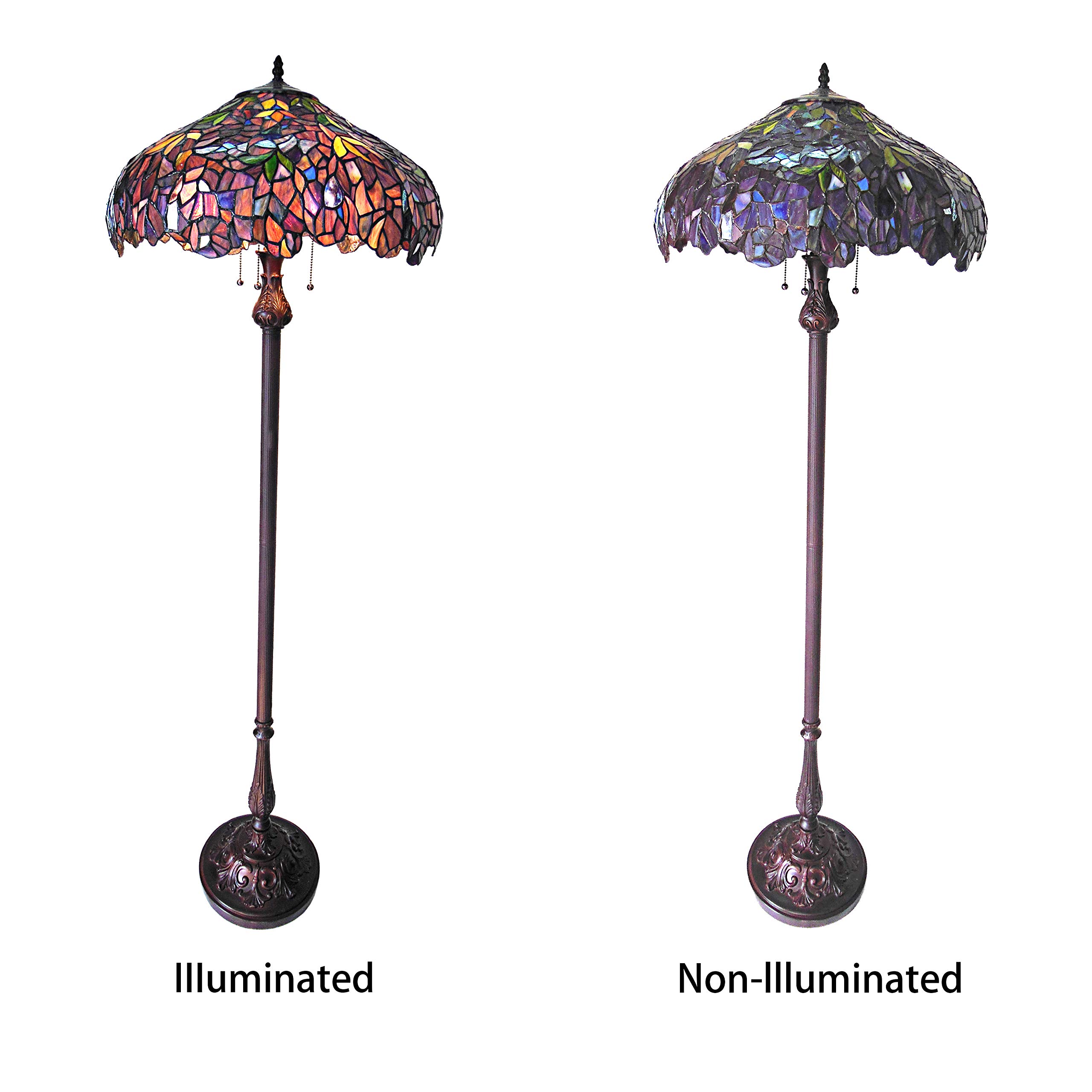 Tiffany-Style 3-Light Wisteria Floor Lamp with 20