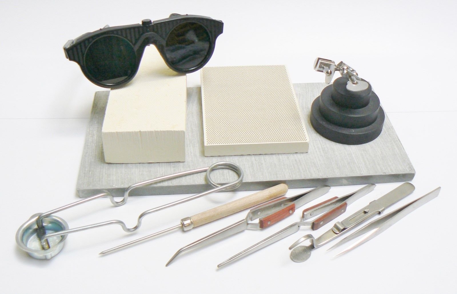 Professional Jewelry Soldering Kit with Magnesia Block, Honeycomb Ceramic Board, 3rd Hand Tools, Safety Glasses & Fiber Tweezers - Perfect for DIY Jewelry Making, Repairs & Metal Crafting Projects