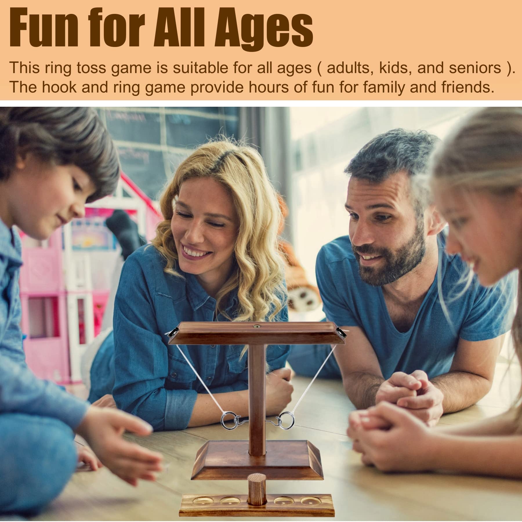 Premium Hook and Ring Toss Game Set with Shot Ladder - Wooden Backyard & Indoor Outdoor Party Games for Adults - Perfect for BBQs, Tailgates, and Family Gatherings