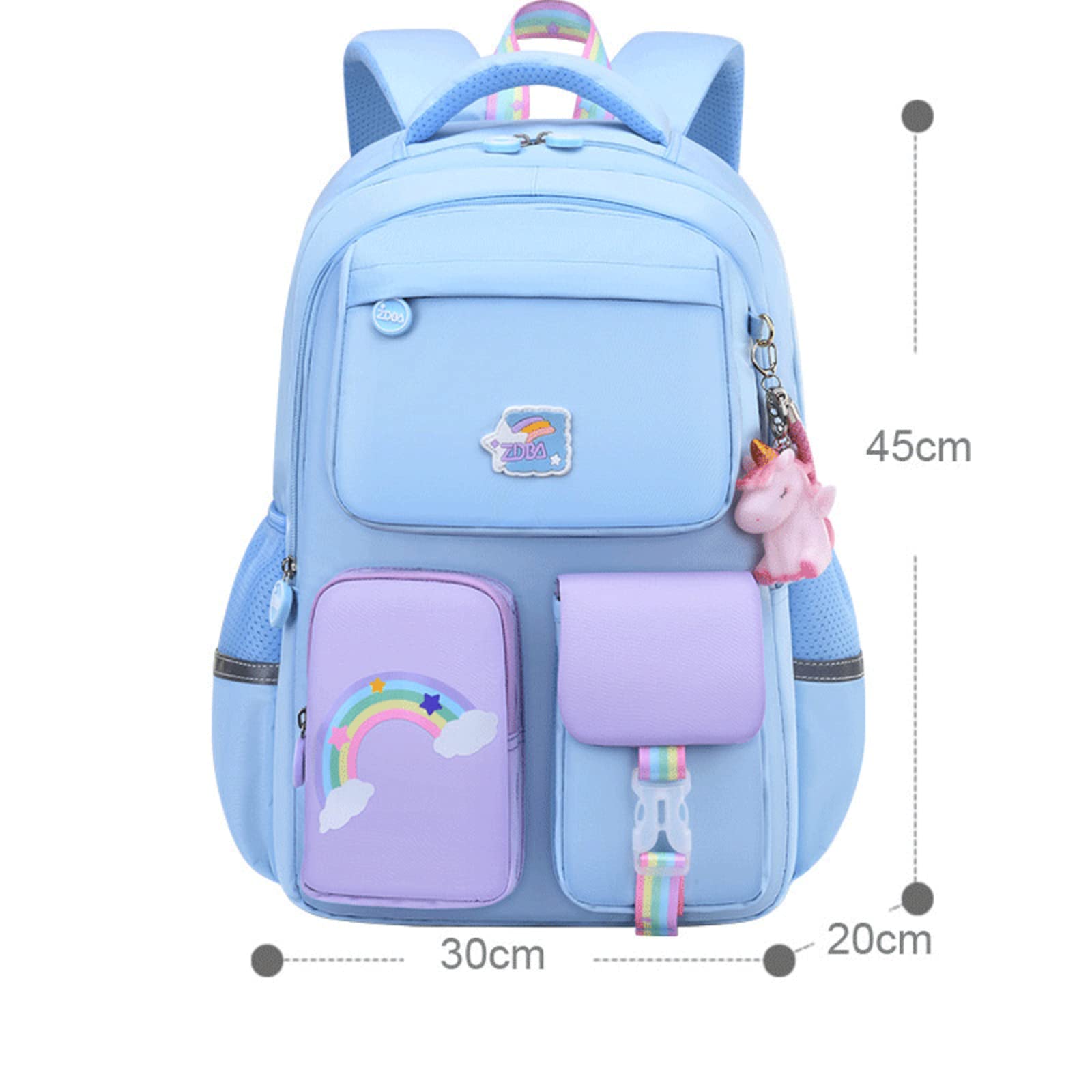 **Cute Unicorn Backpack for Kids - Blue Rainbow School Bag for Girls & Boys, Lightweight & Durable Bookbag for Elementary Students - Perfect for School, Travel & Daily Use**