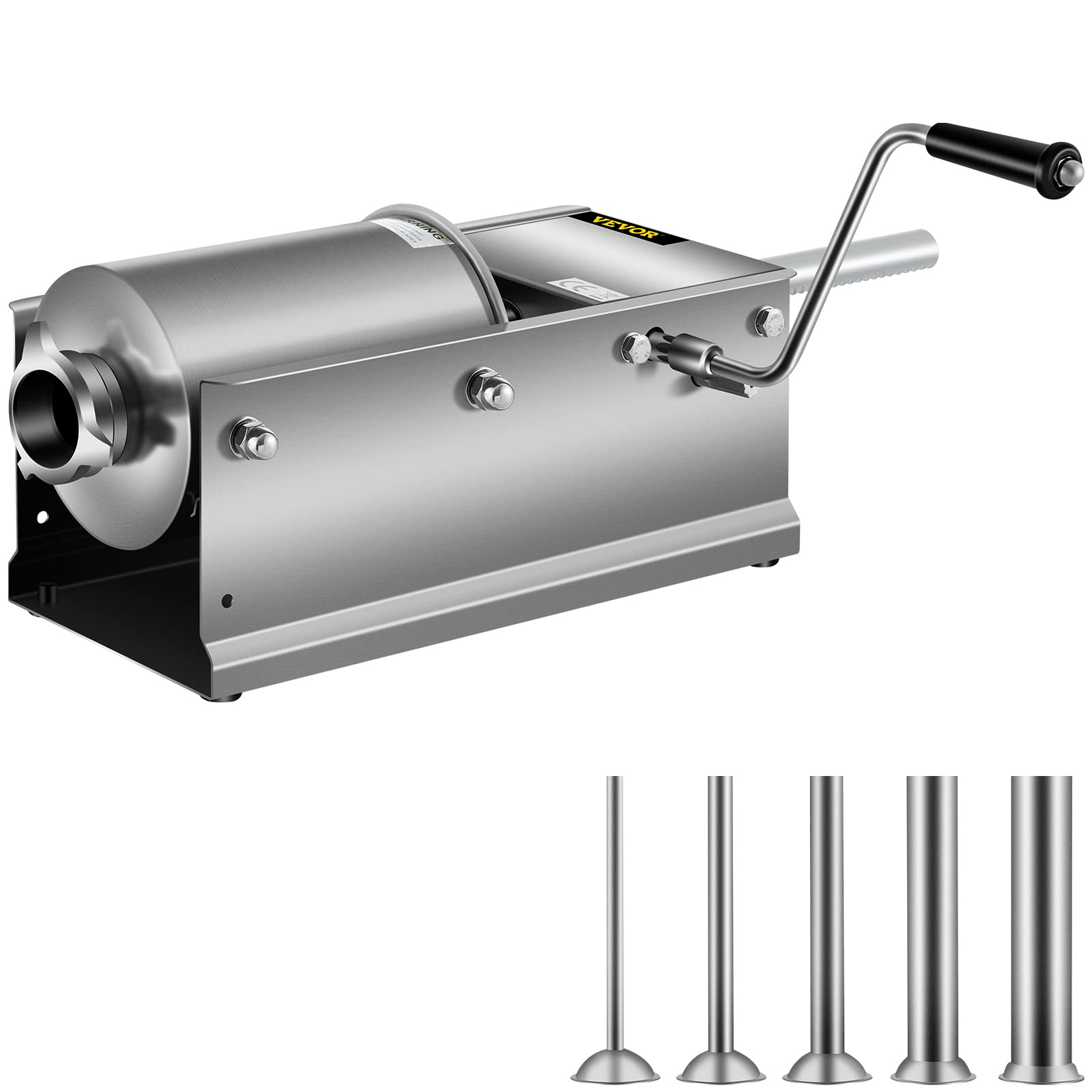 VEVOR 3L Manual Stainless Steel Sausage Stuffer - Horizontal Sausage Filler Machine for Home & Commercial Use | Perfect for Sausage Making, Meat Processing, BBQ Parties & Food Preparation